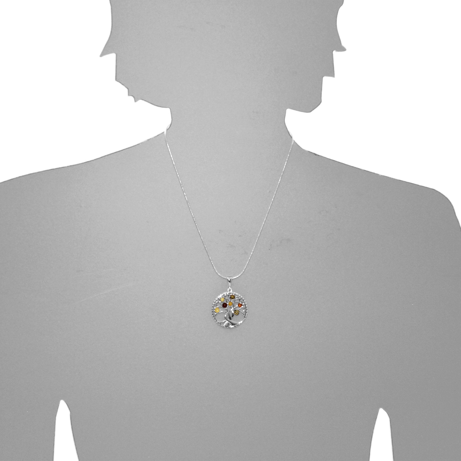 OSTSEE-SCHMUCK Kettenanhänger »- Lebensbaum 30 mm - Silber 925/000 - Bernstein«