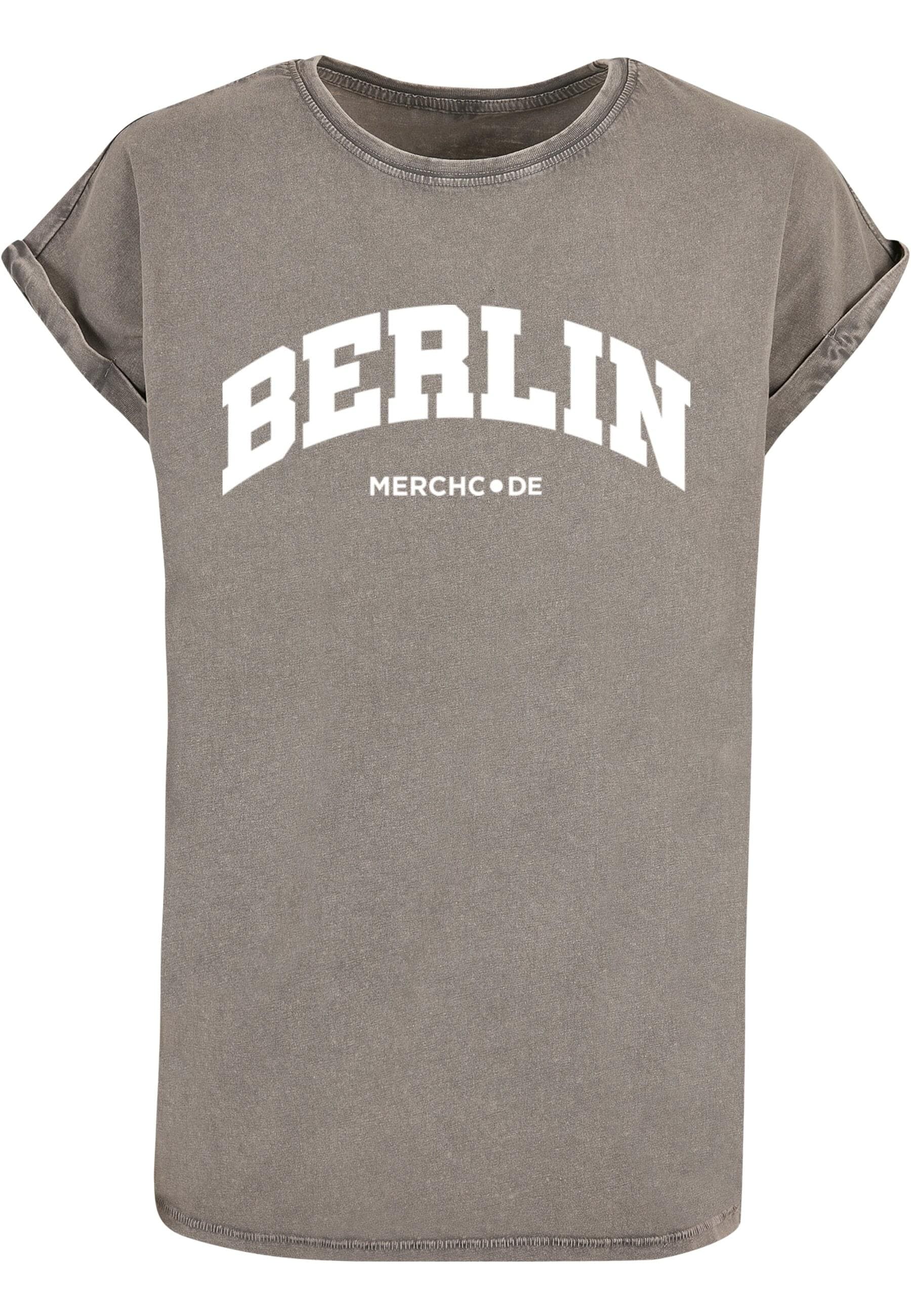 T-Shirt »Merchcode Damen Ladies Berlin Wording - Acid Washed T-Shirt«, (1 tlg.)