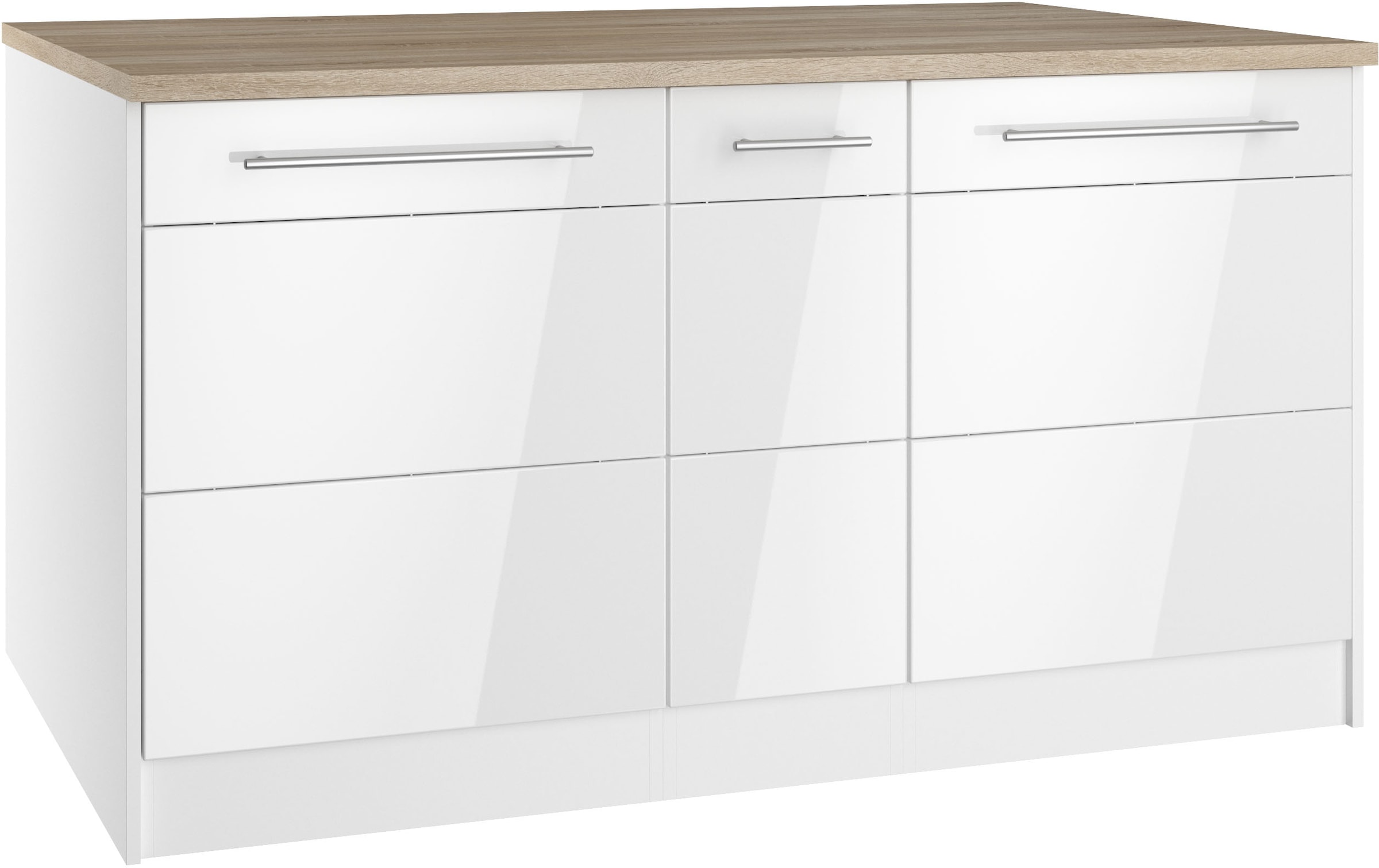 KOCHSTATION Kücheninsel »KS-Wien«, Breite 153 cm, MDF-Fronten, Flaschenregal