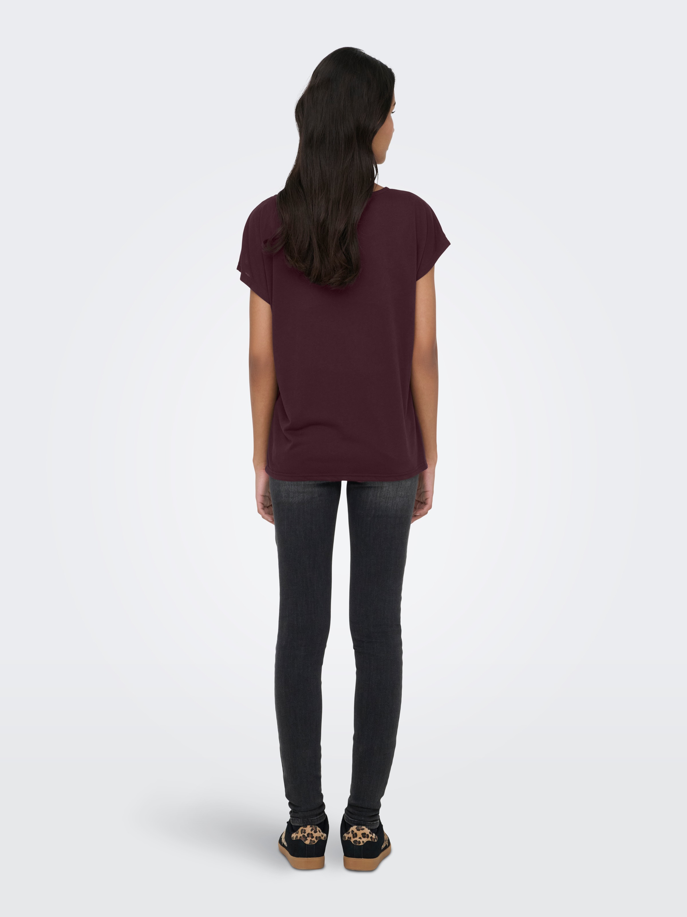 Spitzenshirt ONLY "ONLWINNIE S/S TOP CS JRS", Damen, Gr. M, winetasting, Jersey, Obermaterial: 100% Polyester, unifarben, regular fit normal, Rundhals, Shirts, Polyester, regular fit 3