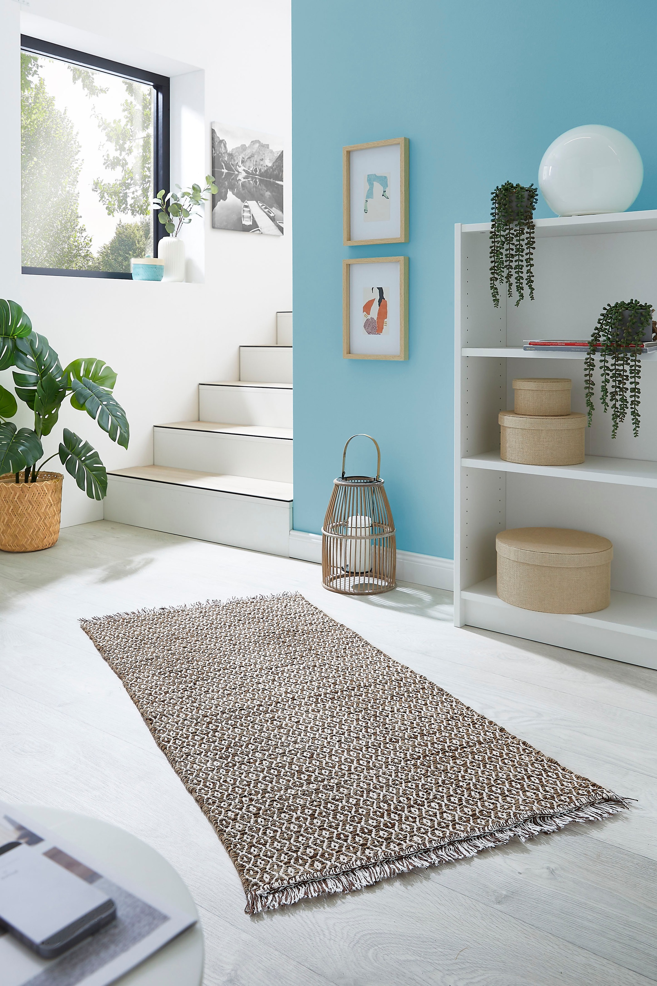 my home Teppich "Nivala" rechteckig 10 mm Höhe Flachgewebe, Rauten Motiv, r günstig online kaufen