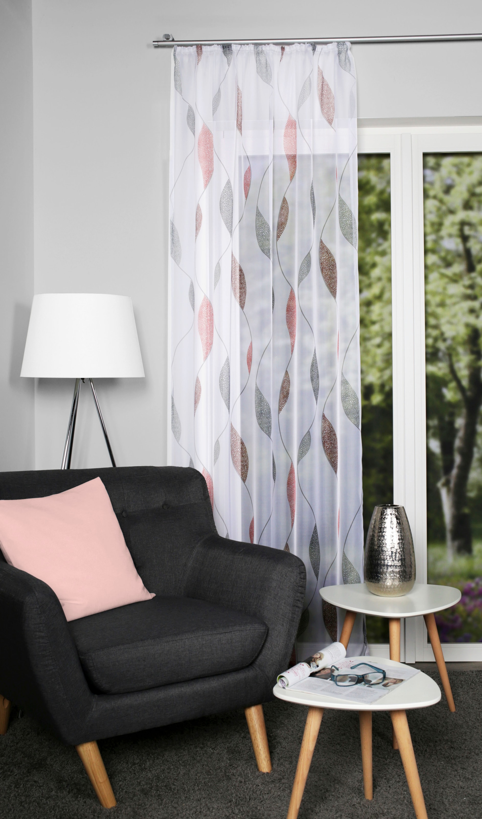 Gardine HOME WOHNIDEEN, B:140cm H:175cm, rot, Voile, Obermaterial: 100% Polyester, Gardinen, "PAOLO", halbtransparent