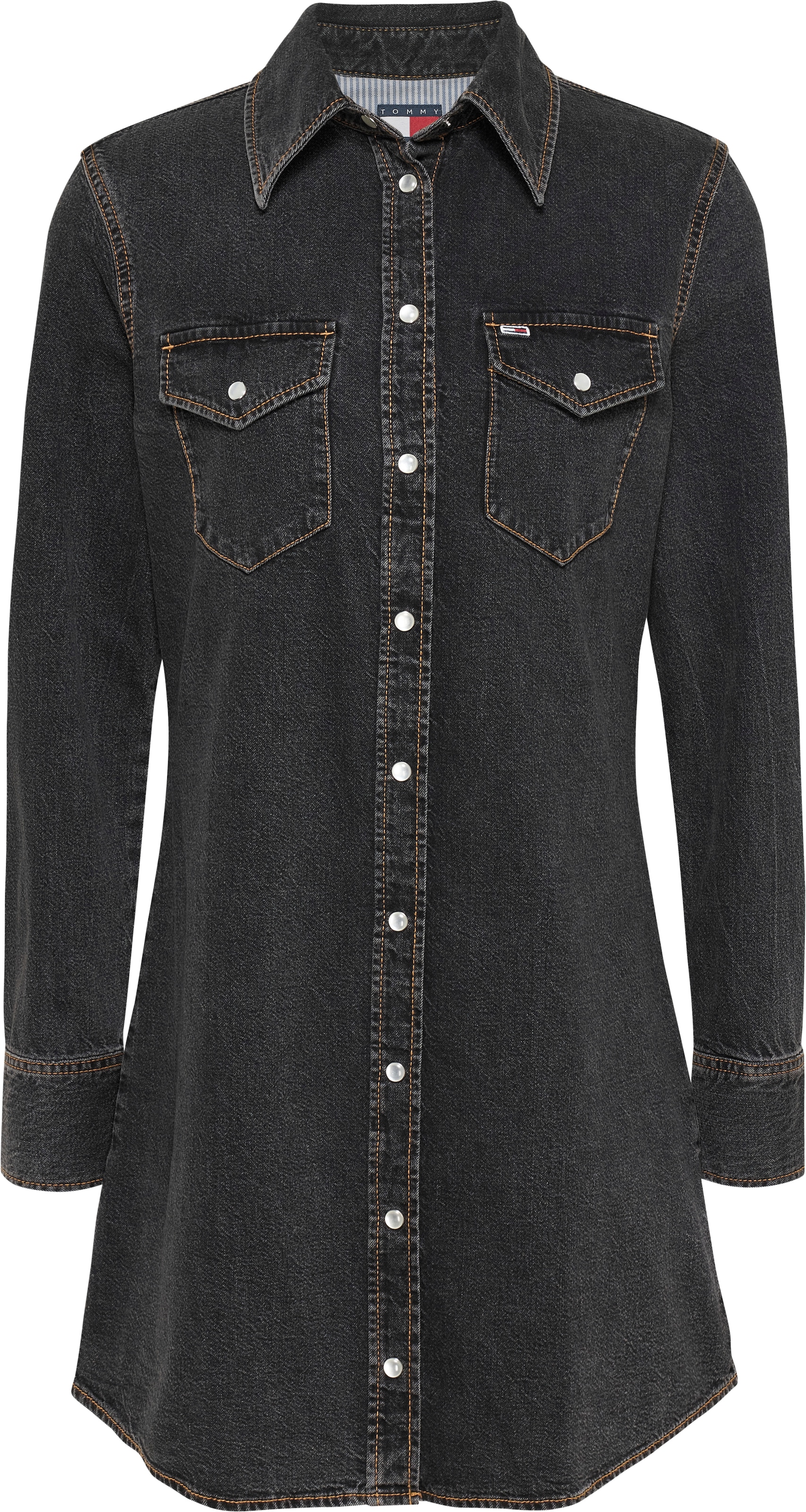 Tommy Jeans Jeanskleid »RGLR WESTERN DRESS WASHED BLACK«, mit Rinsed-Waschung