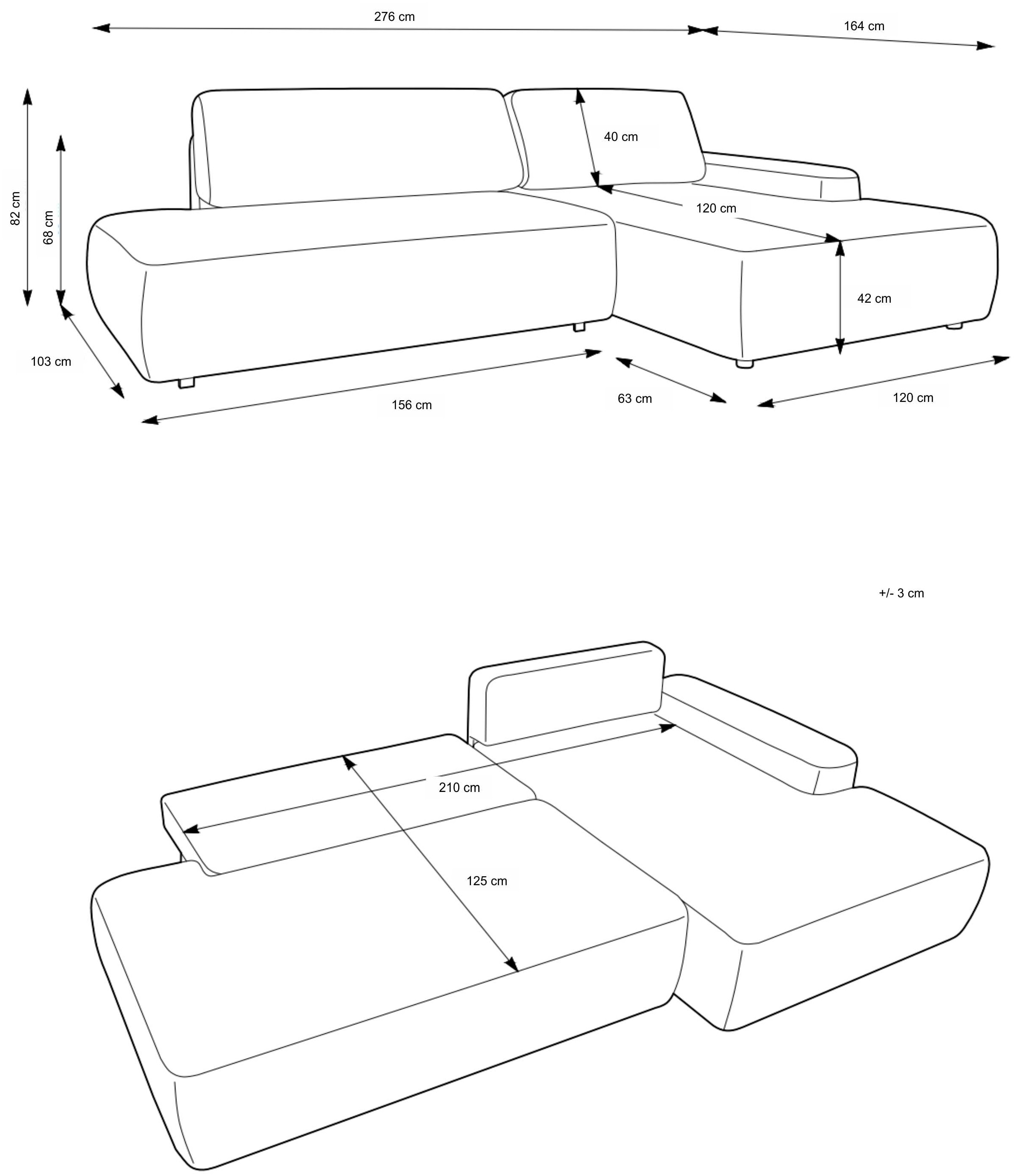 INOSIGN Ecksofa »TORGE, Schlafsofa Cord, Samtvelours u. Strukur fein, Couch in L-Form«, Schlaffunktion und Bettkasten, Liegefläche: 210x125 cm, neues Design
