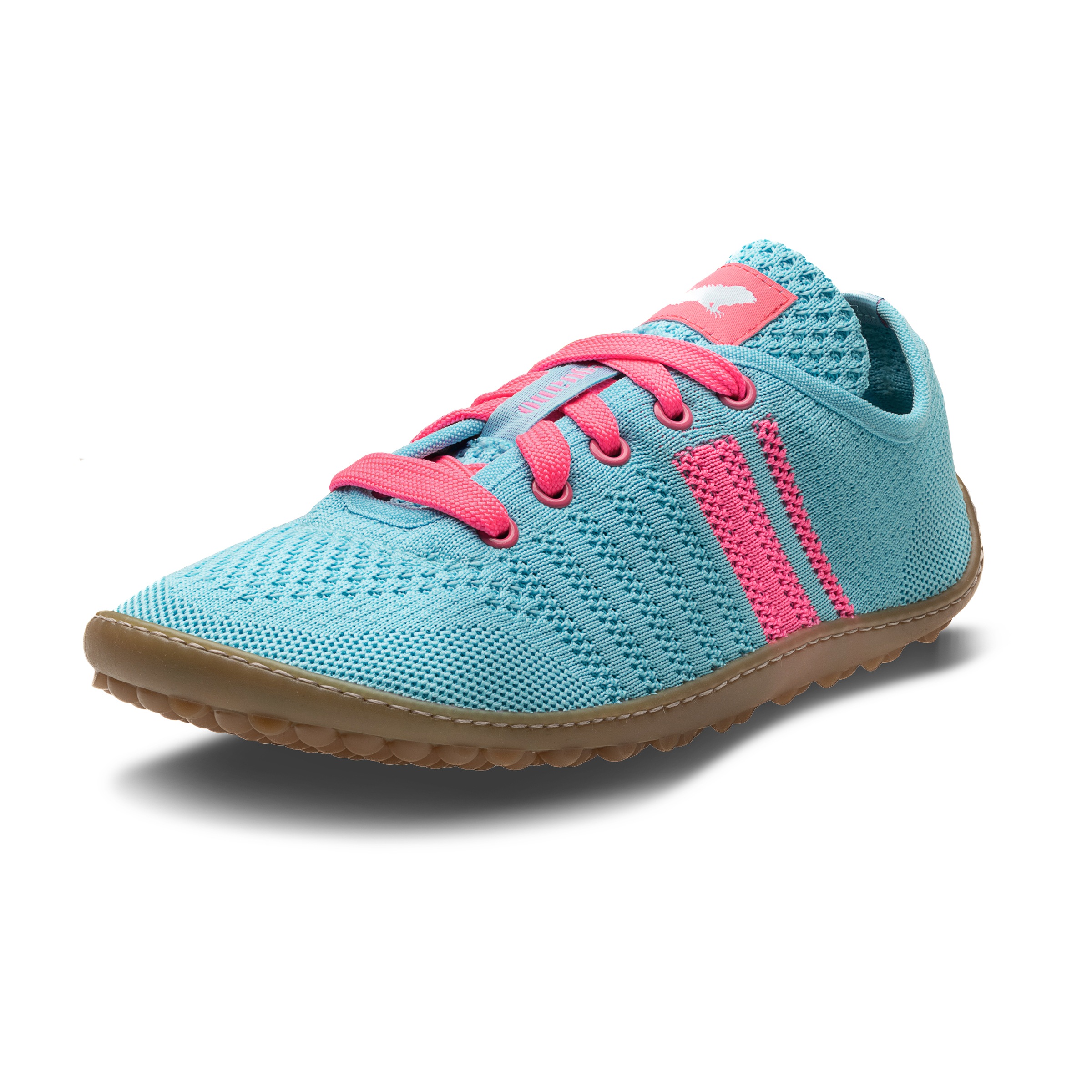 Barfußschuh LEGUANO, Gr. 41, türkis, pink, Textil, Schuhe Barfußschuh, Bequemschuh, Schnürschuh mit Kontrastbesatz
