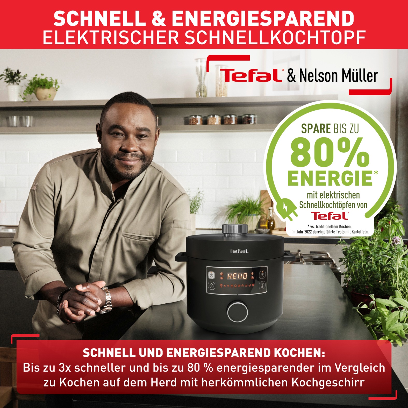 Thumbnail - Tefal Multikocher "Turbo Cuisine inkl. Dampfgareinsatz, Messbecher, Reislöffel und Kelle" elektr. Schnellkochtopf, 10 au...