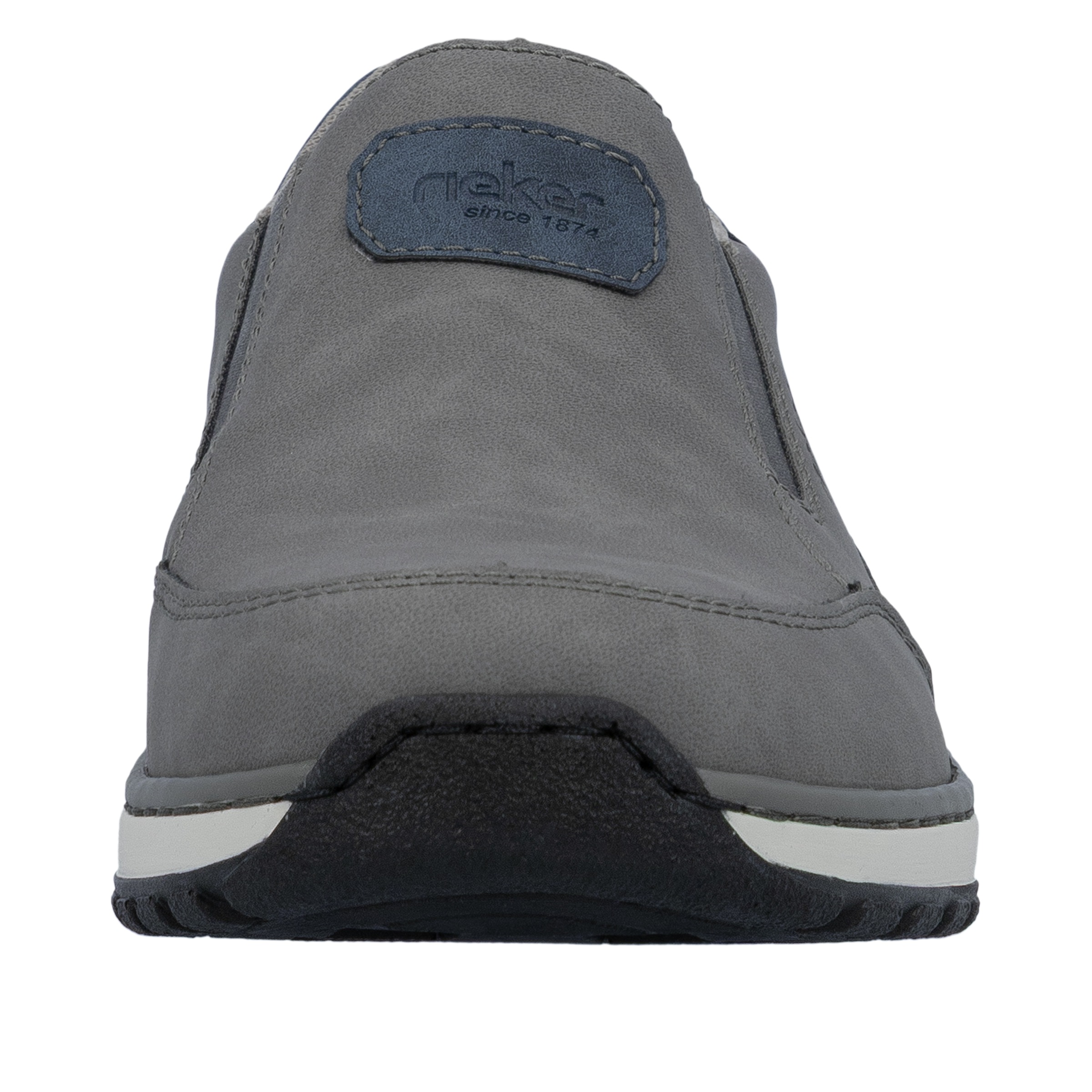 Slipper RIEKER, Herren, Gr. 44, grau, jeansblau, Lederimitat, Basic, Schuhe Slipper, Slip-on-Sneaker, Freizeitschuh, Halbschuh mit Gummizug 3