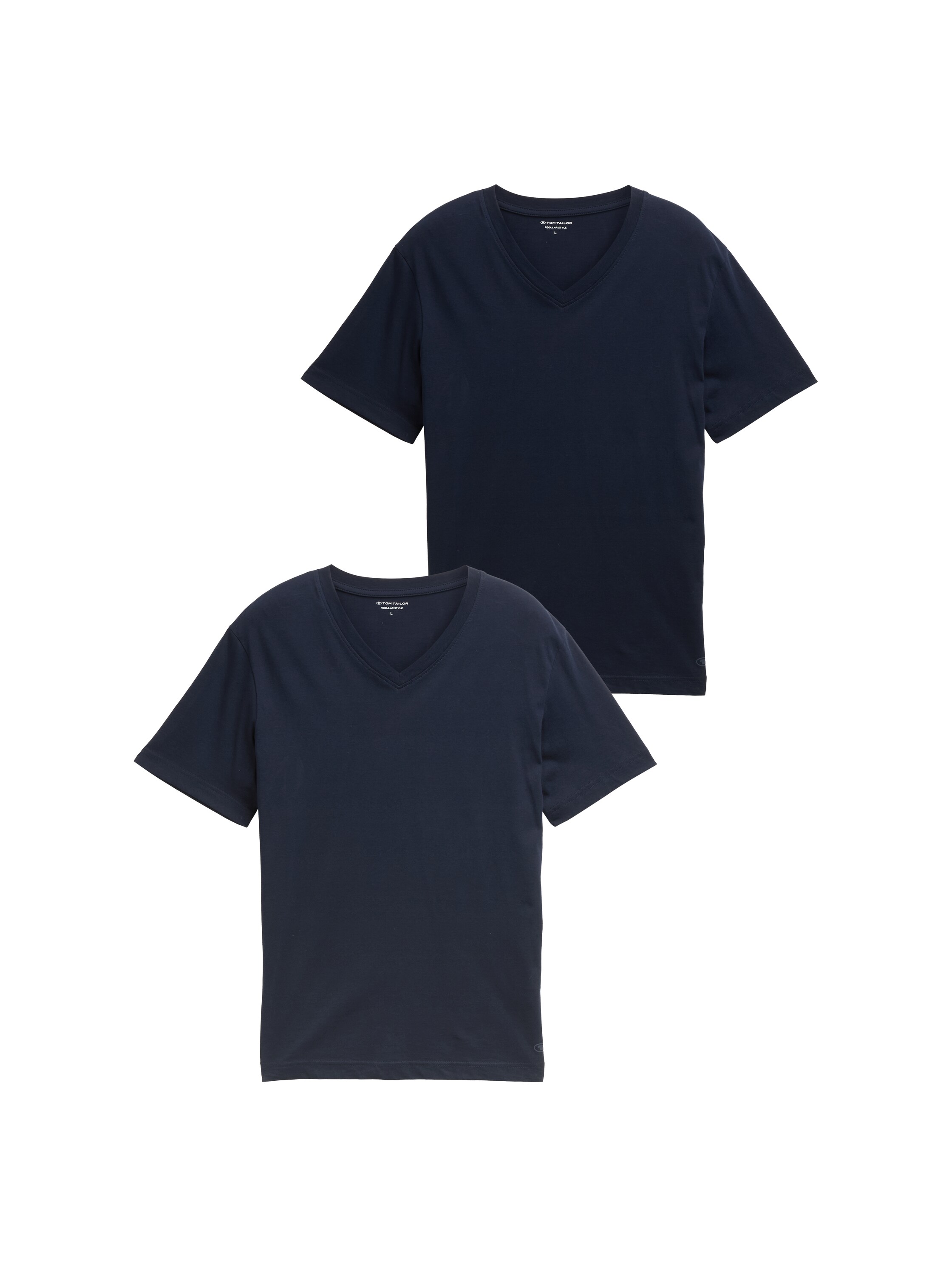TOM TAILOR T-Shirt Packung, 2 Stk. mit V-Ausschnitt, Doppelpack