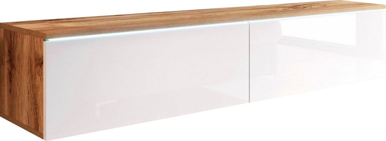INOSIGN Lowboard »LOWBOARD D, wahlweise mit oder ohne Beleuchtung«, modernes TV-Board ohne Griffe, mit viel Stauraum,stehend und hängend
