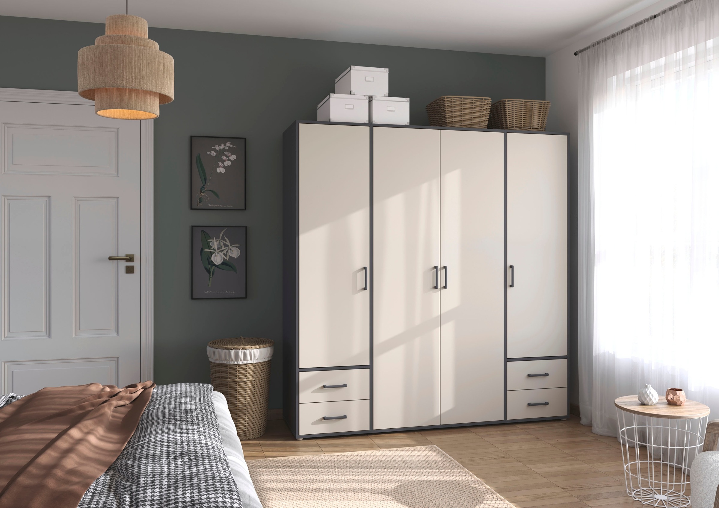 Thumbnail - rauch Drehtürenschrank "Kleiderschrank Schrank Garderobe Wäscheschrank VOYAGER" in 3 verschiedenen Ausstattungen BASIC/C...