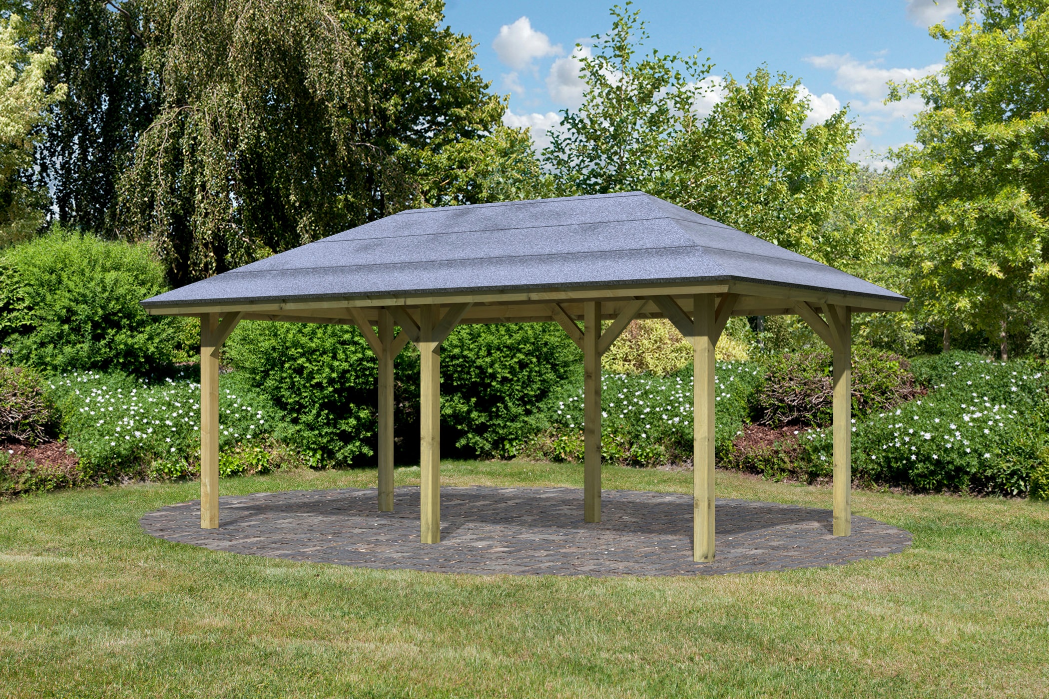 Karibu Pavillon »Bergen 2«, (Set), BxTxH: 592x338x290 cm, mit H-Pfostenanker kaufen