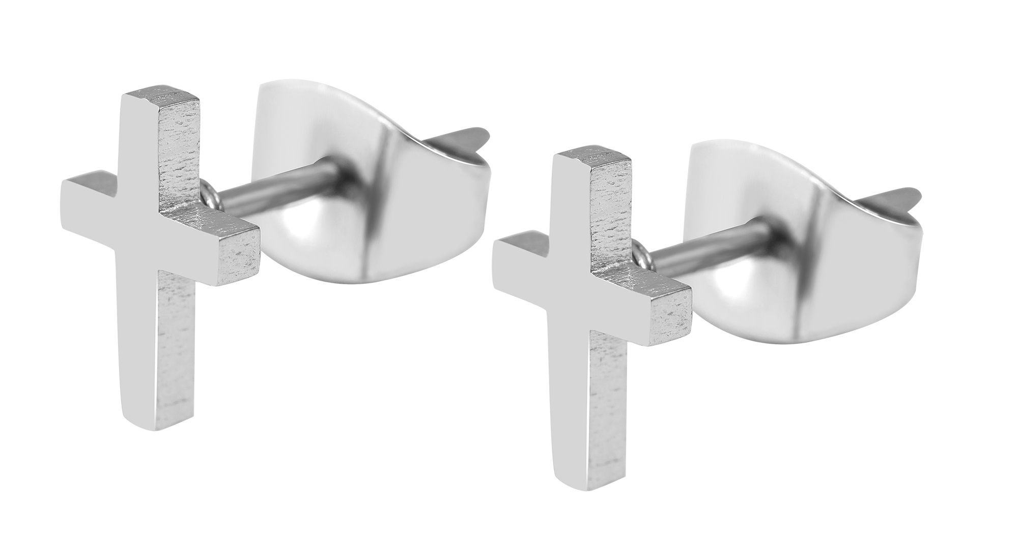 Paar Ohrhänger ADELIA´S "Unisex Ohrringe – Ohrstecker Kreuz aus Edelstahl", Damen, Gr. Unisex, Edelstahl, silber, Ohrringe, Geschenkidee: zeitlos und vielseitig 2