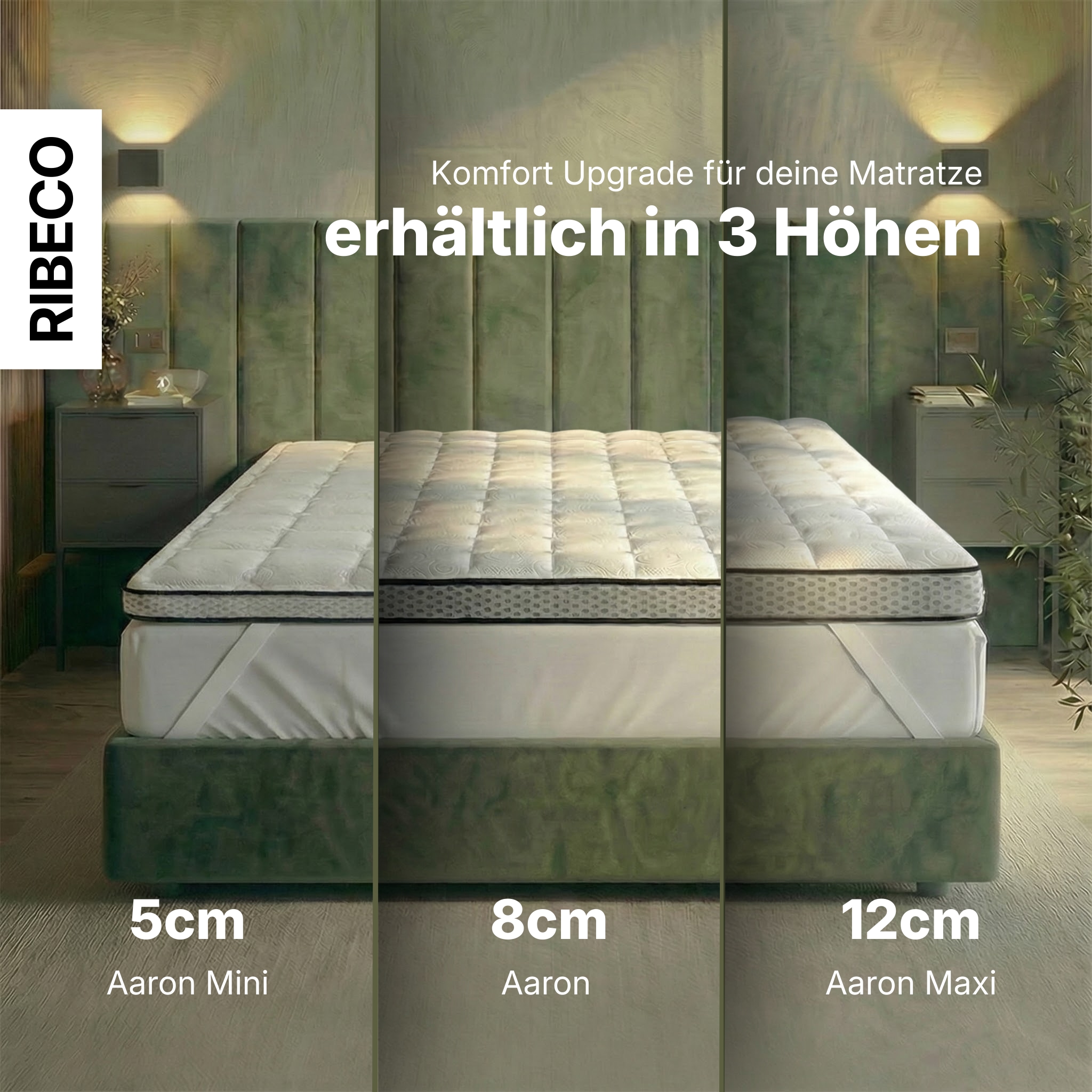 RIBECO Topper »Aaron MAXI, Topper 90x200 cm,180x200 cm« Matratze, Boxspringbett geeignet, ergonomisch, Made in EU