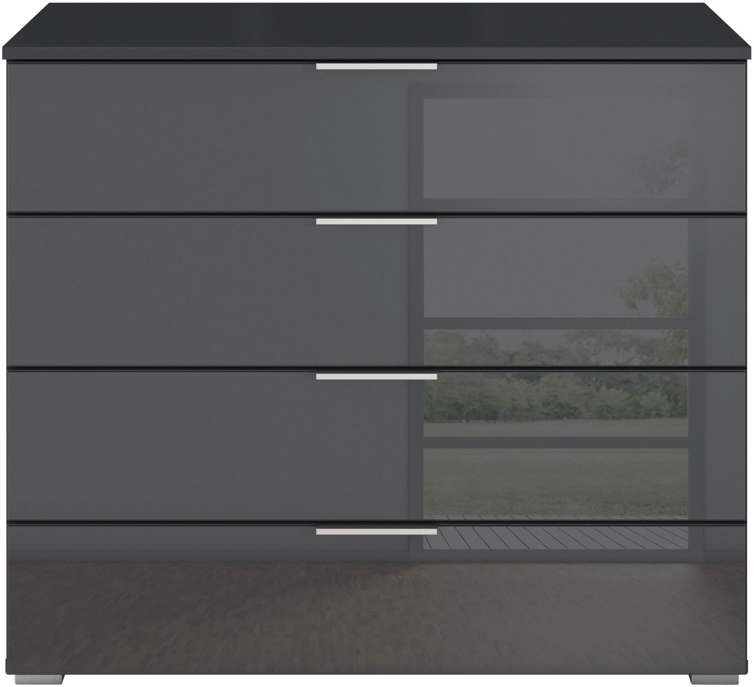 rauch Schubkastenkommode »Sideboard Schubladenkommode Schubladenkommode AGORDO mit Glasfront«, (in zwei Griff-Farben, Breite 80 cm inkl. Soft-Close-Funktion), vier große und geräumige Schubladen mit viel Stauraum MADE IN GERMANY