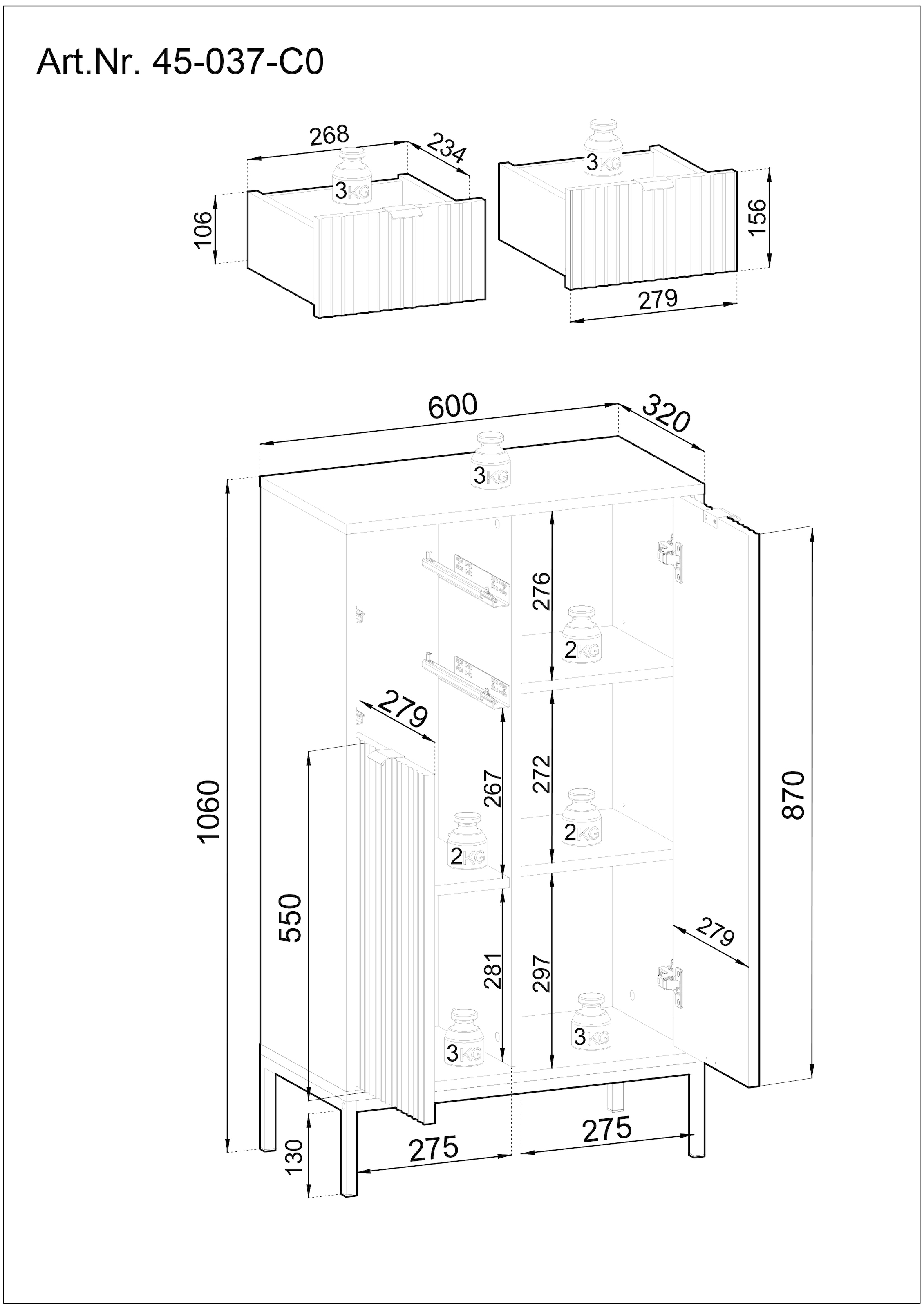 BASIC by Balculina Midischrank »Lucera Midischrank, Badezimmerschrank BxHxT 60x106x32«, (1 St.), Breite 60 cm, Tür L/R montierbar