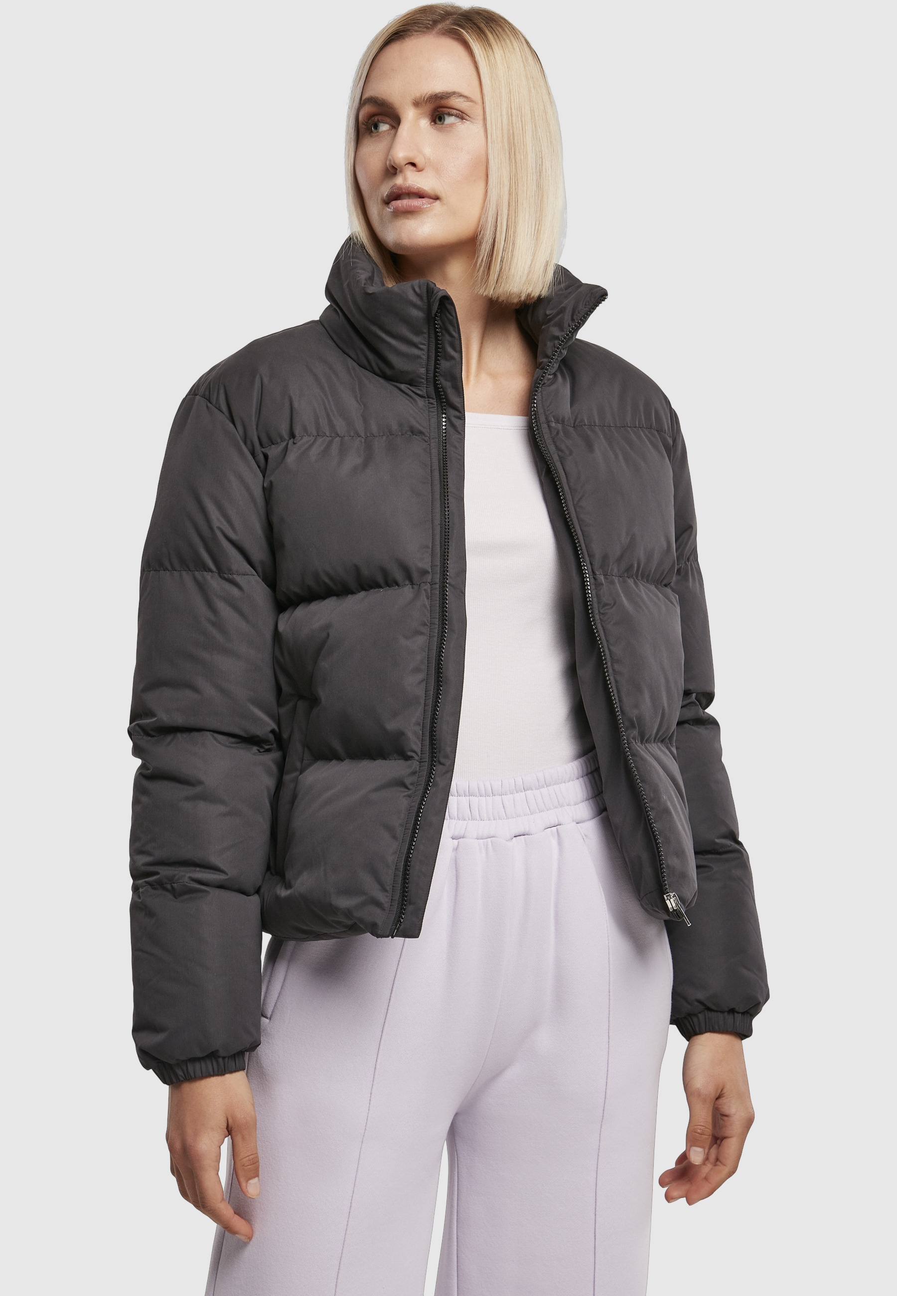 URBAN CLASSICS Winterjacke »Urban Classics Damen Ladies Short Peached Puffer Jacket« 1 Stk. tlg. ohne Kapuze