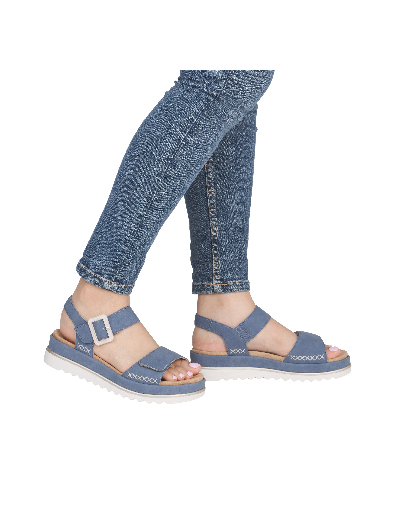 Riemchensandale REMONTE "Remonte Sandalen Leder", Damen, Gr. 38, blau, Leder, Schuhe Riemchensandale 5