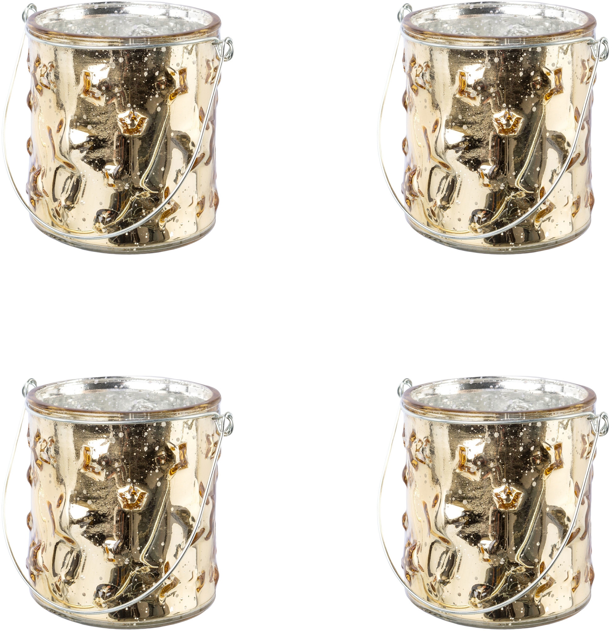 Creativ deco Windlicht "Weihnachtsdeko" Glas mit Stern-Struktur günstig online kaufen