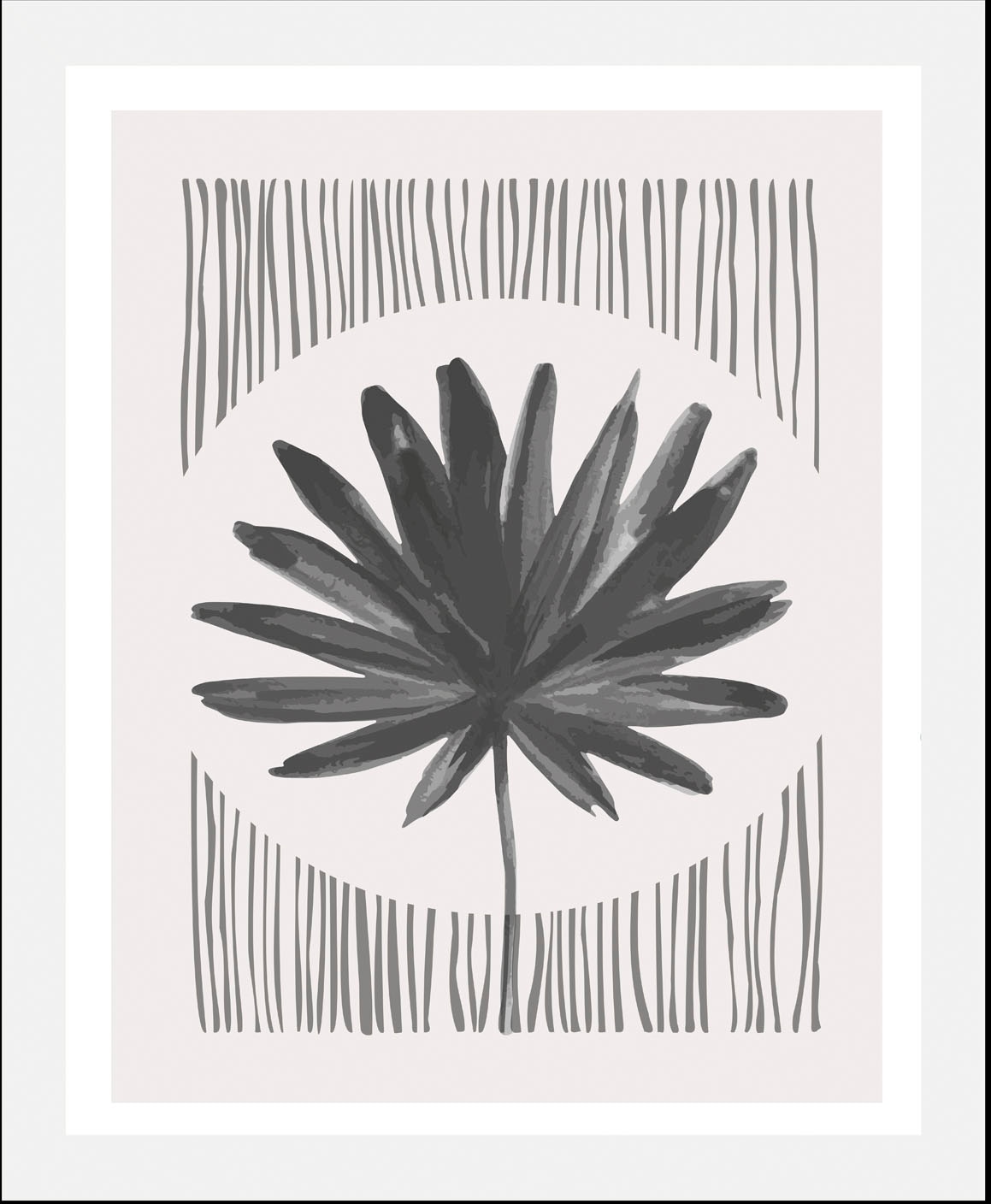 queence Bild »Flora«, Pflanzen-Pflanzenbilder-Blätter-Blätterbilder-Schwarz-Weiß-Figuren-Abstrakt, (1 St.), HD Premium Poster-Druck inkl. Holzrahmen