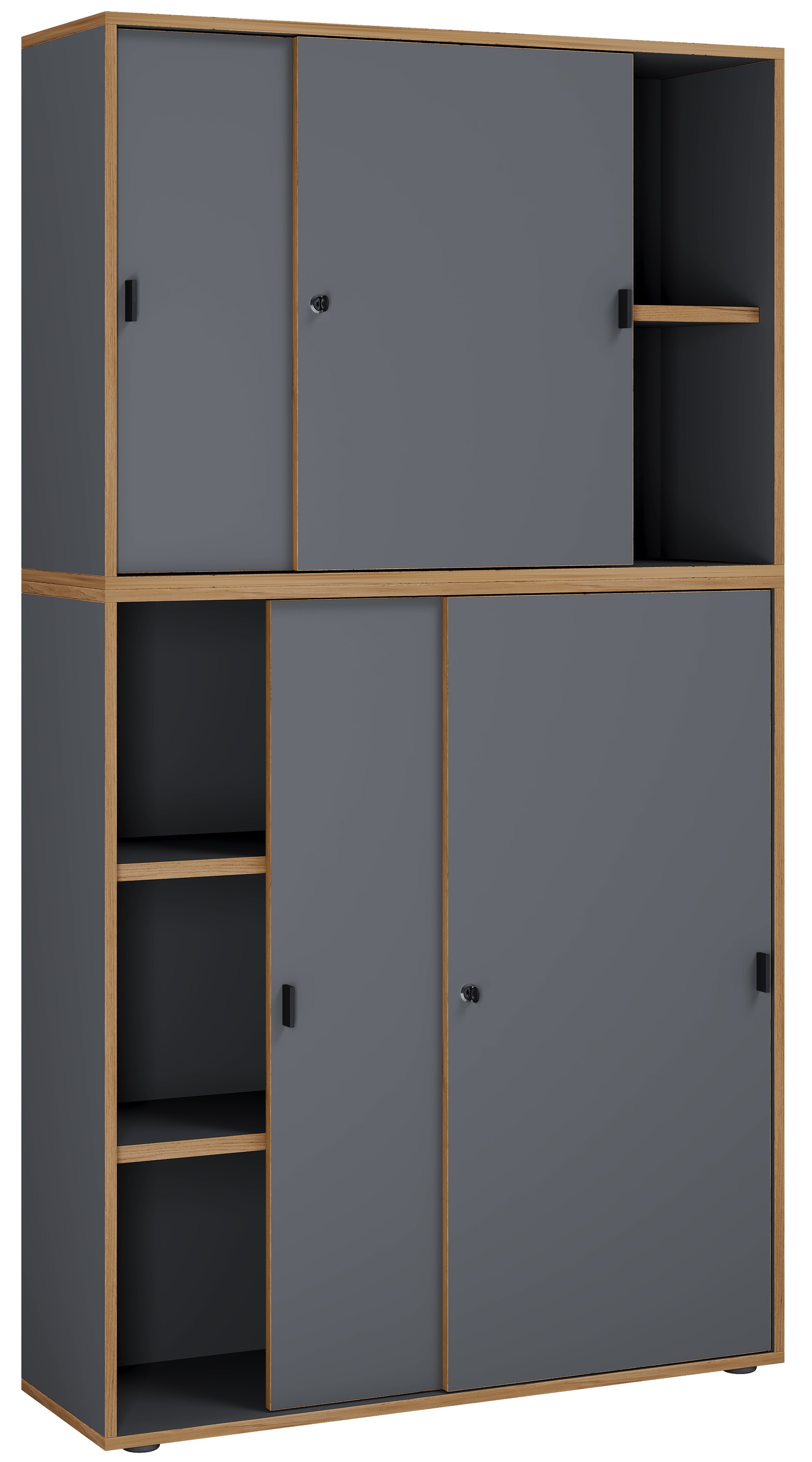 VCM Aktenschrank »VCM Holz Büroschrank Ordner Aktenschrank Büromöbel Schrank Salia 5-fach Breite 100 cm Schiebetüren«, (1 St.)
