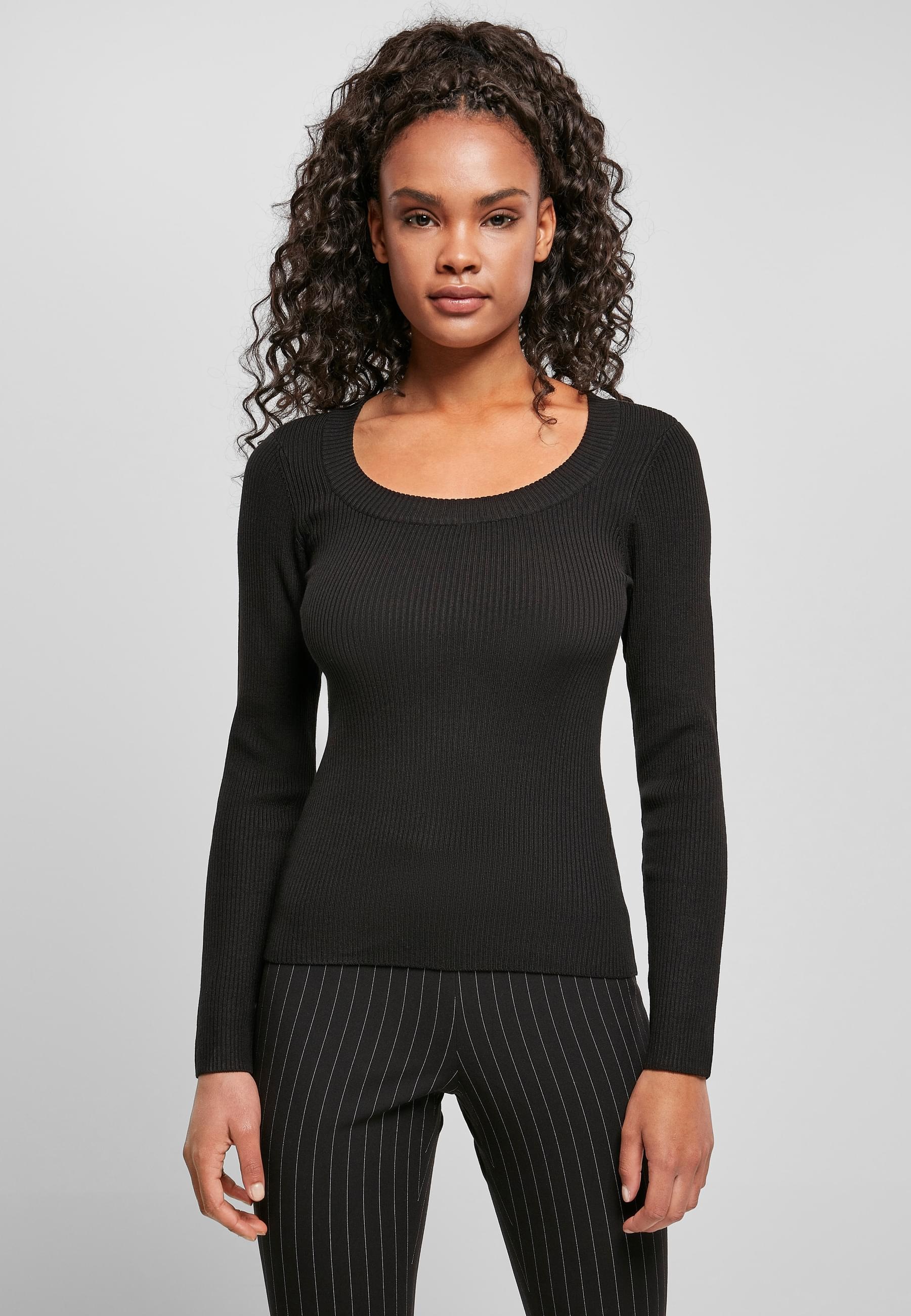 URBAN CLASSICS Rundhalspullover »Urban Classics Damen Ladies Wide Neckline Sweater«, (1 tlg.)
