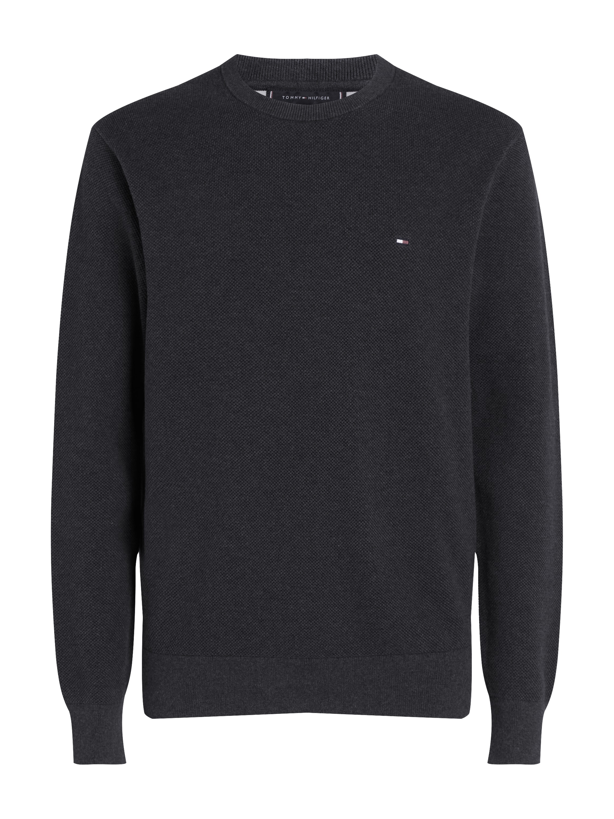 Tommy Hilfiger Rundhalspullover »ESSENTIAL STRUCTURE CREW NECK mit Struktur und Label« unifarben, casual, regular fit, Baumwolle, Rundhals