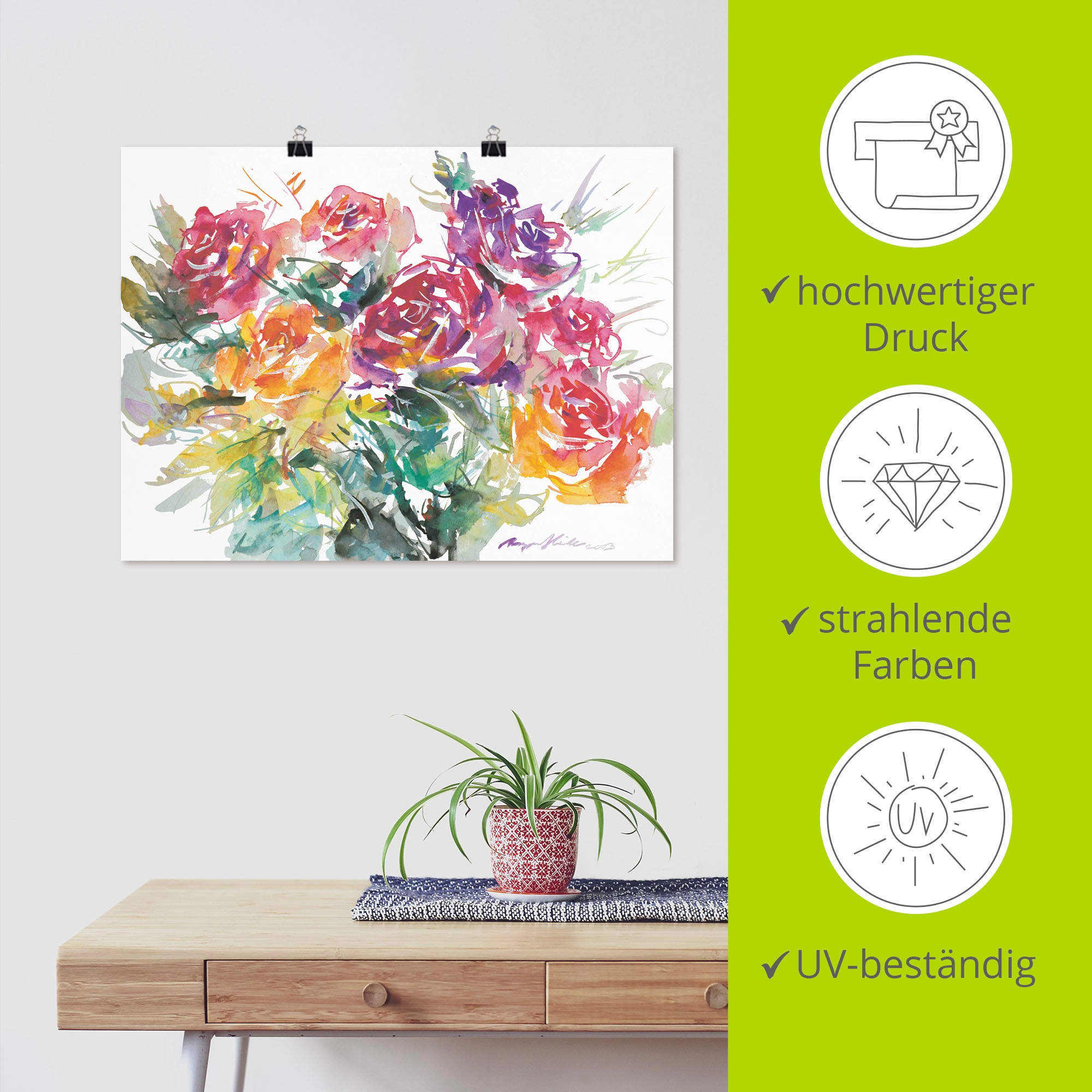 Artland Poster »Rosenstrauß« Blumen 1 Stk. tlg. als Leinwandbild, Poster in verschied. Größen