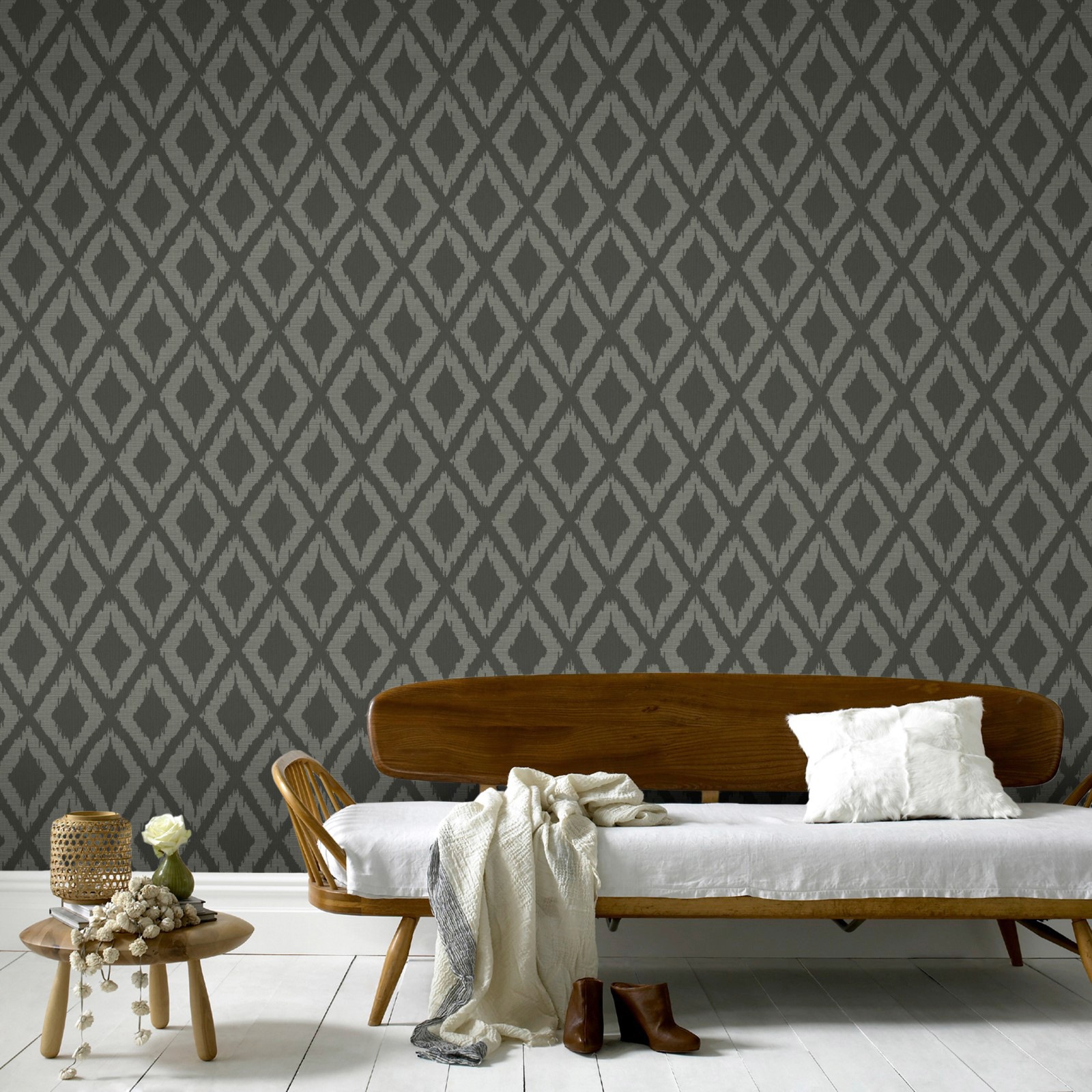 WOW Vliestapete »Ikat Grau«, FSC® zertifiziert, mit lebhaftem Druck, 10 Meter Länge