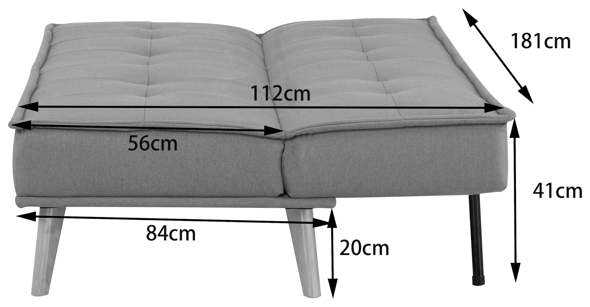 INOSIGN Schlafsofa »MENDOTA, 181 cm, 3-Sitzer mit Schlaffunktion,«, verstellbarer Rückenlehne, Klappmechanismus, Webstoff