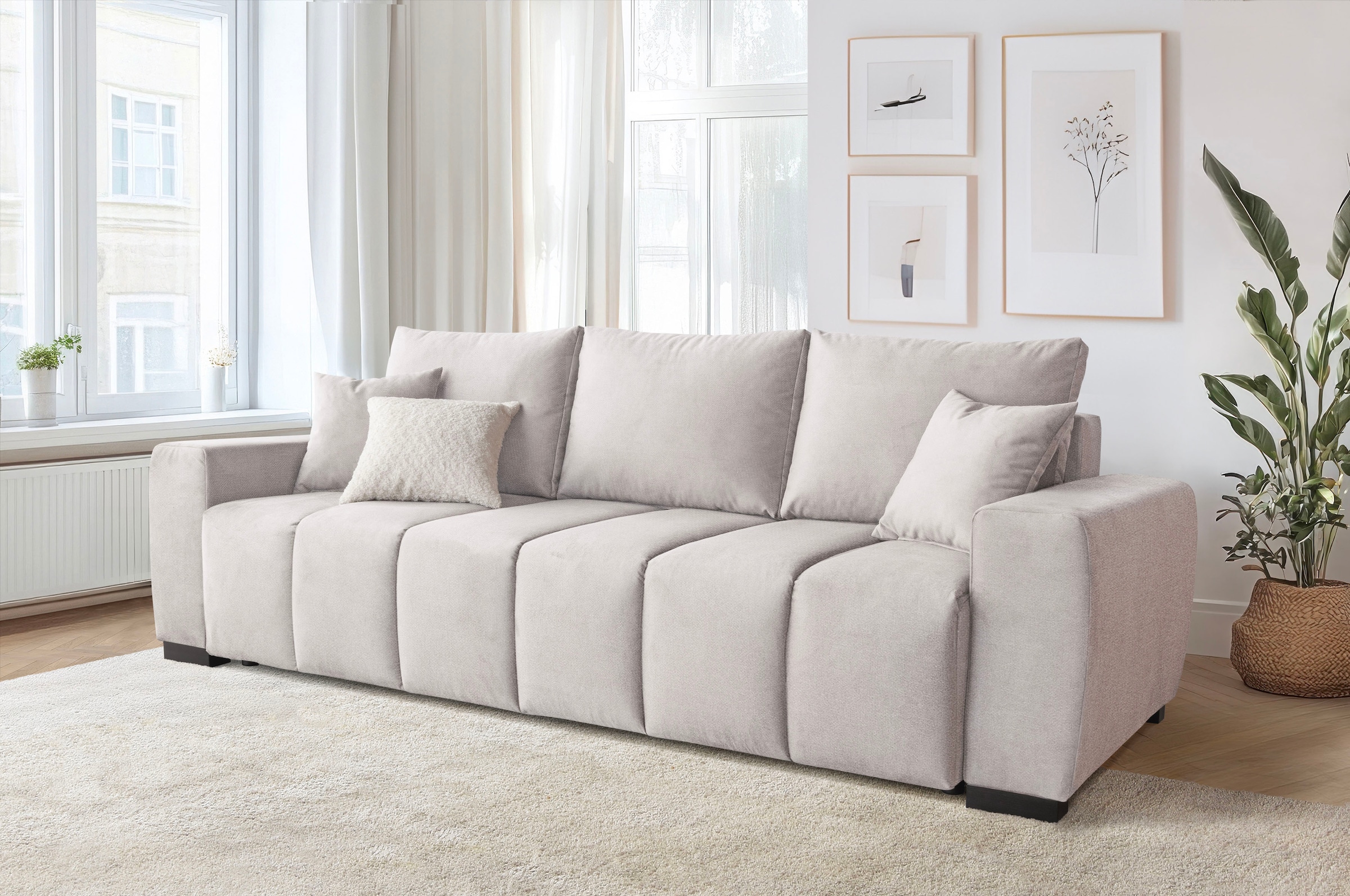 Home affaire Schlafsofa "Bello" mit Bettfunktion, Bettkasten, Frei im Raum günstig online kaufen