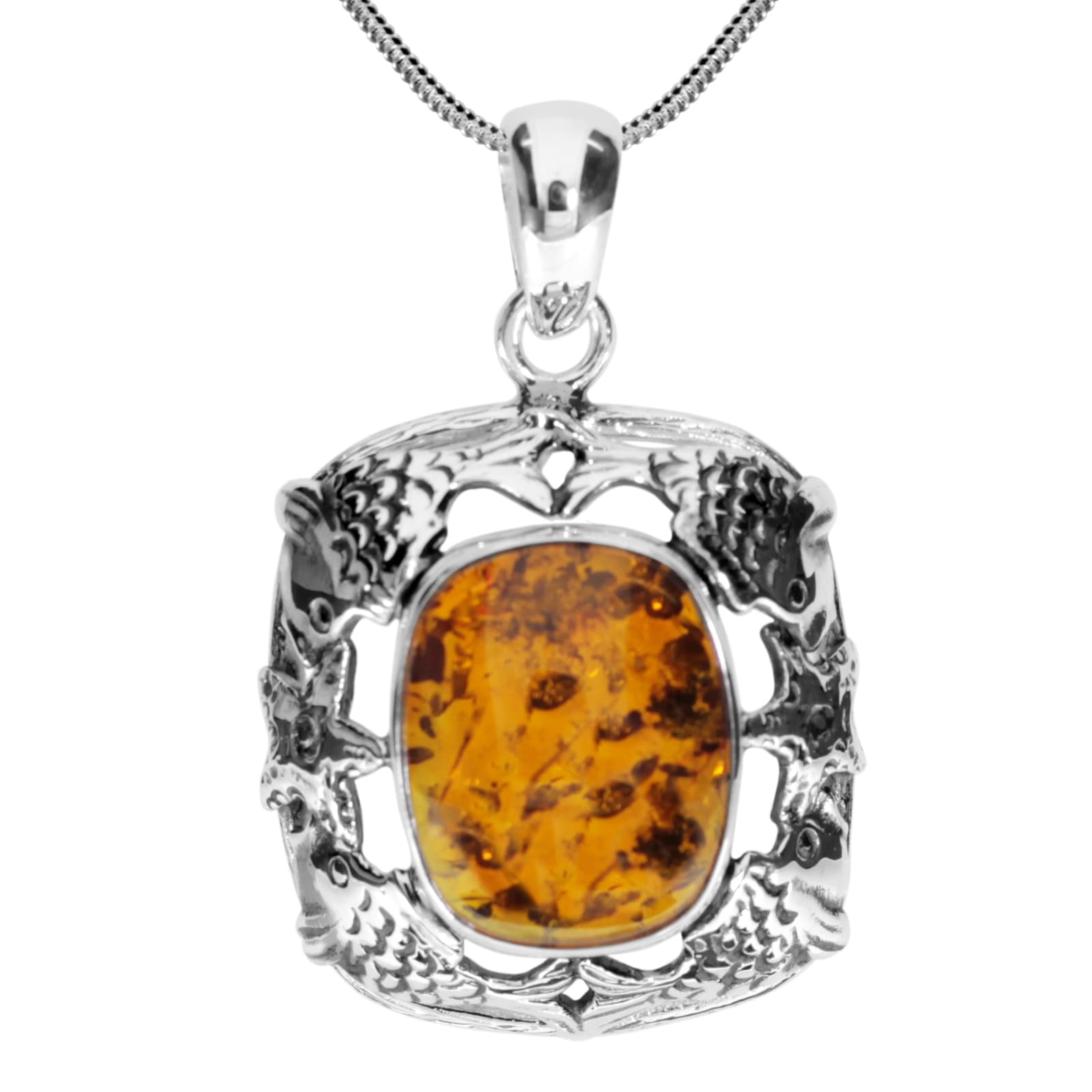 Kette mit Anhänger OSTSEE-SCHMUCK "Ostsee-Schmuck Kette mit Anhänger Fischland 34x21 mm" Gr. 60, silber, Halsketten, Damen, 60cm, Silber 925 (Sterlingsilber), L: 42