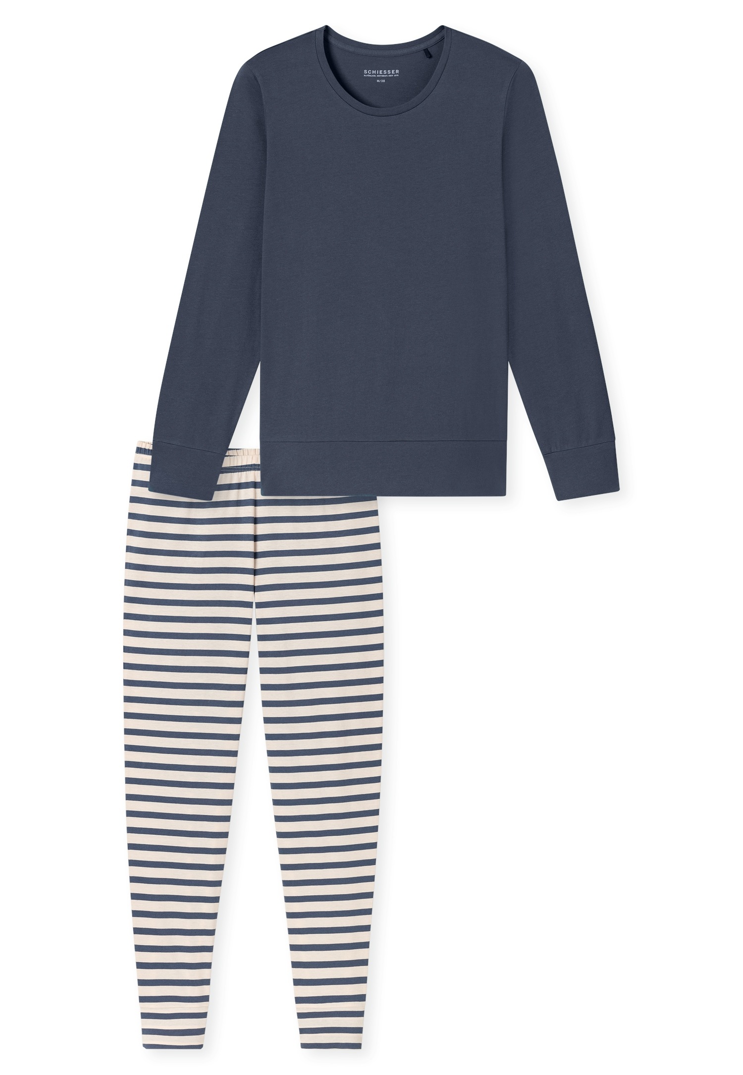 Schiesser Schlafanzug "Casual Essentials", (2 tlg.), Baumwolle, Rundhalsaus günstig online kaufen