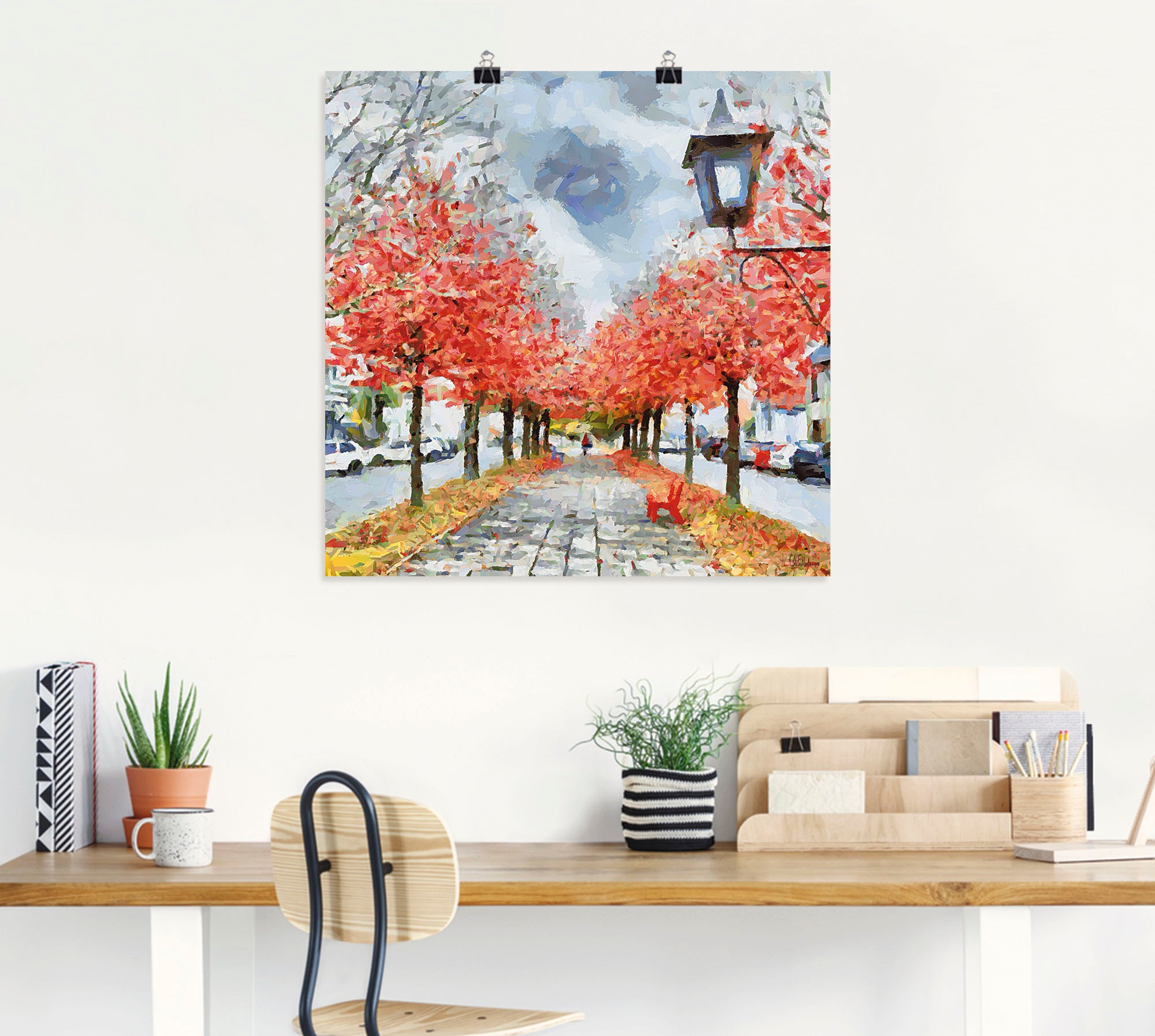 Artland Wandbild "Rote Bank", Wiesen & Baumbilder, (1 St.), als Leinwandbil günstig online kaufen