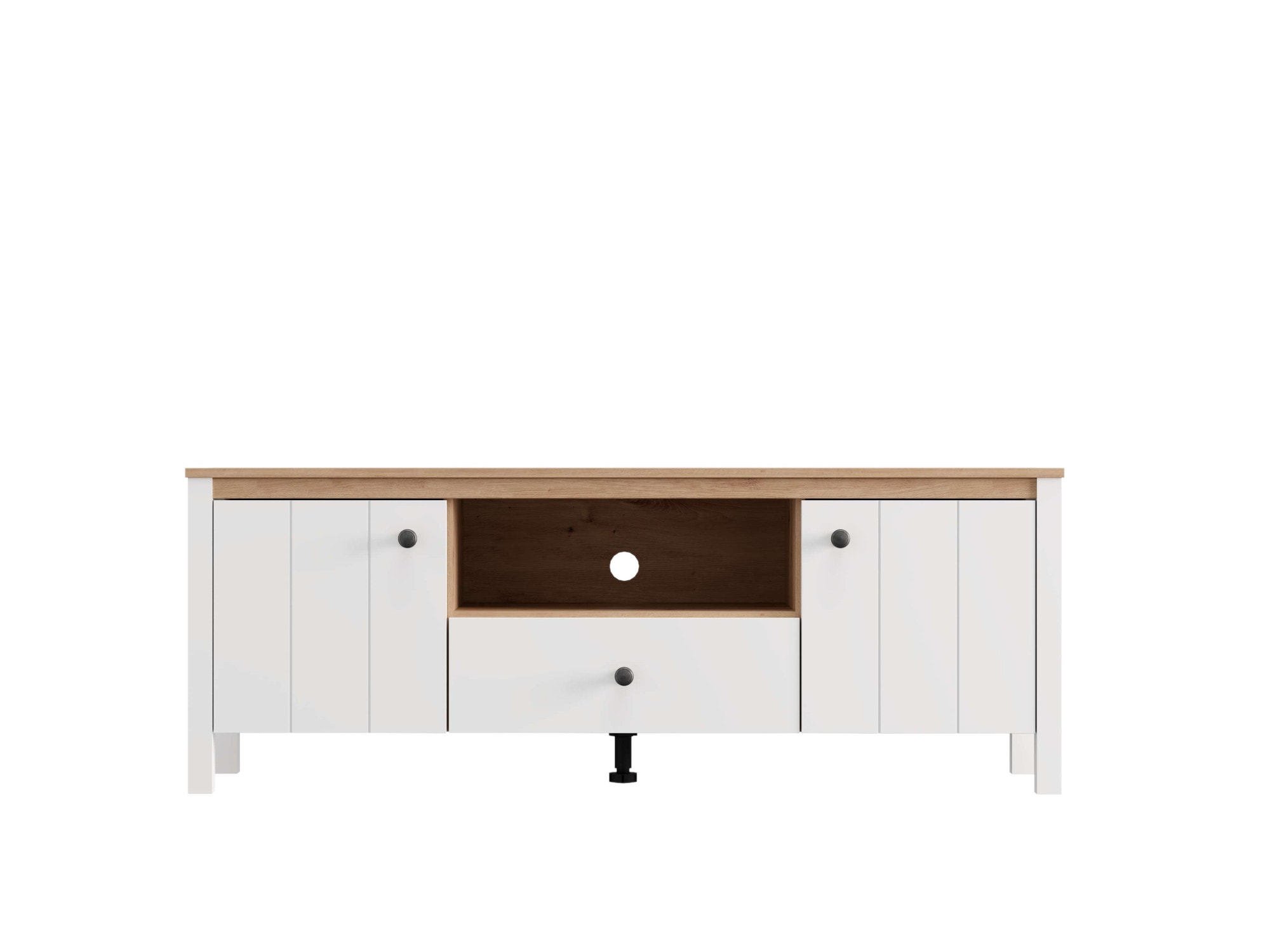 Home affaire Lowboard »BEDFORD, TV-Board, TV-Kommode, TV-Schrank, TV-Möbel im Landhausstil« MDF-Profil ummantelt, 2 Türen, 1 Schublade & 3 Fächer mit Metallgriff