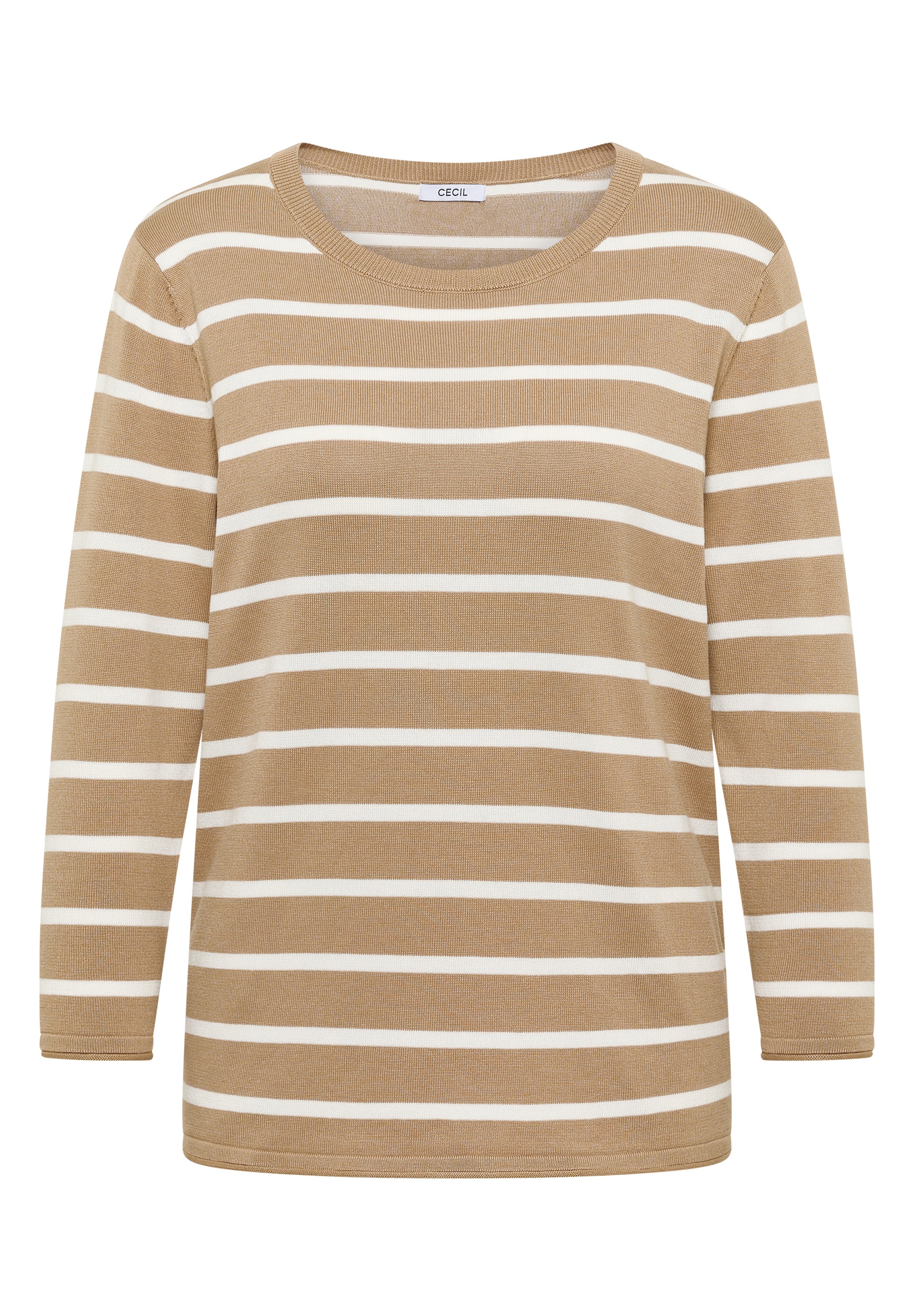 Strickpullover CECIL, Damen, Gr. XXL (46), golden camel, Web, 60% Baumwolle, 40% Viskose, unifarben, comfort fit normal, Rundhals, Bündchen, Pullover Strickpullover, mit 3/4 Ärmeln 6