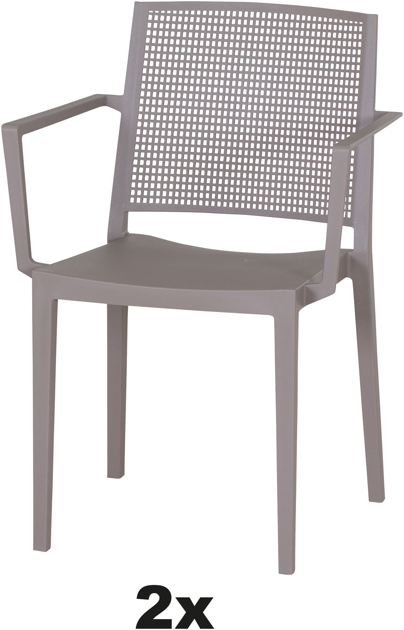 Siena Garden Gartensessel »Square 2er Set Stapelsessel taupe« Set, 2 Stk. tlg. Gestell, Polypropylen/Glasfaser