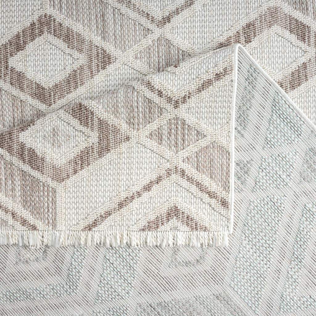 Carpet City Teppich »LINDO 8875«, rechteckig, 11 mm Höhe, Kurzflor, Hochtief-Muster/ 3D-Effekt, Fransen, Boho-Stil, Wohnzimmer