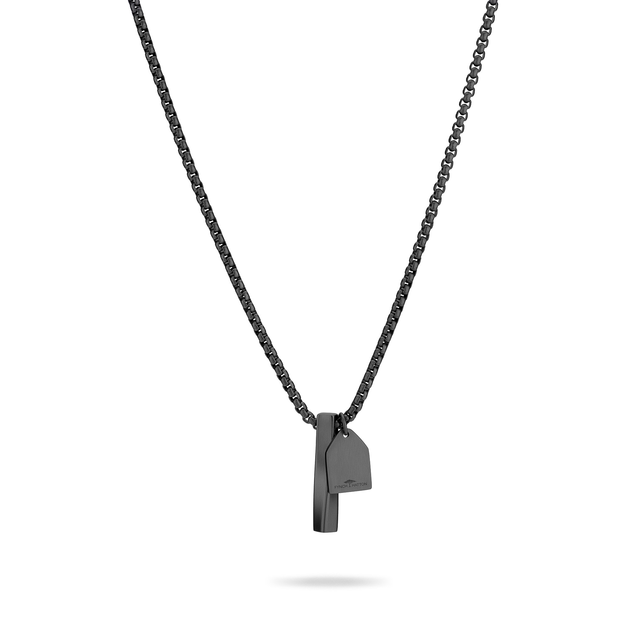 Kette mit Anhänger FYNCH-HATTON "Schmuck Geschenk Edelstahl Halskette The Twist", schwarz, Halsketten, Herren, Edelstahl, L: 60 B: 4mm, B:4mm