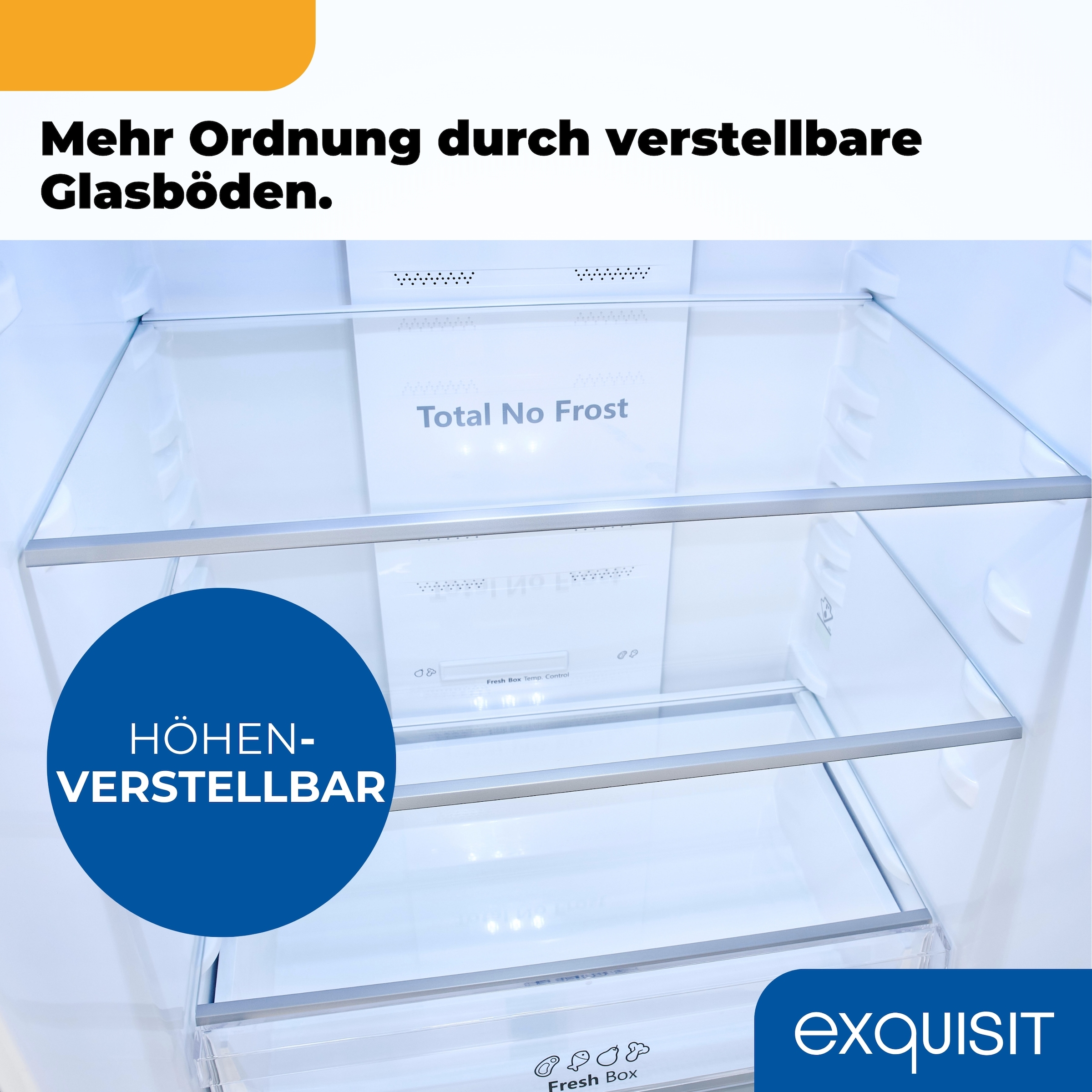 exquisit Kühl-/Gefrierkombination KGC320-100-NF-010A inoxlook »KGC320-100-NF-010A« 188 cm hoch 59,5 cm breit