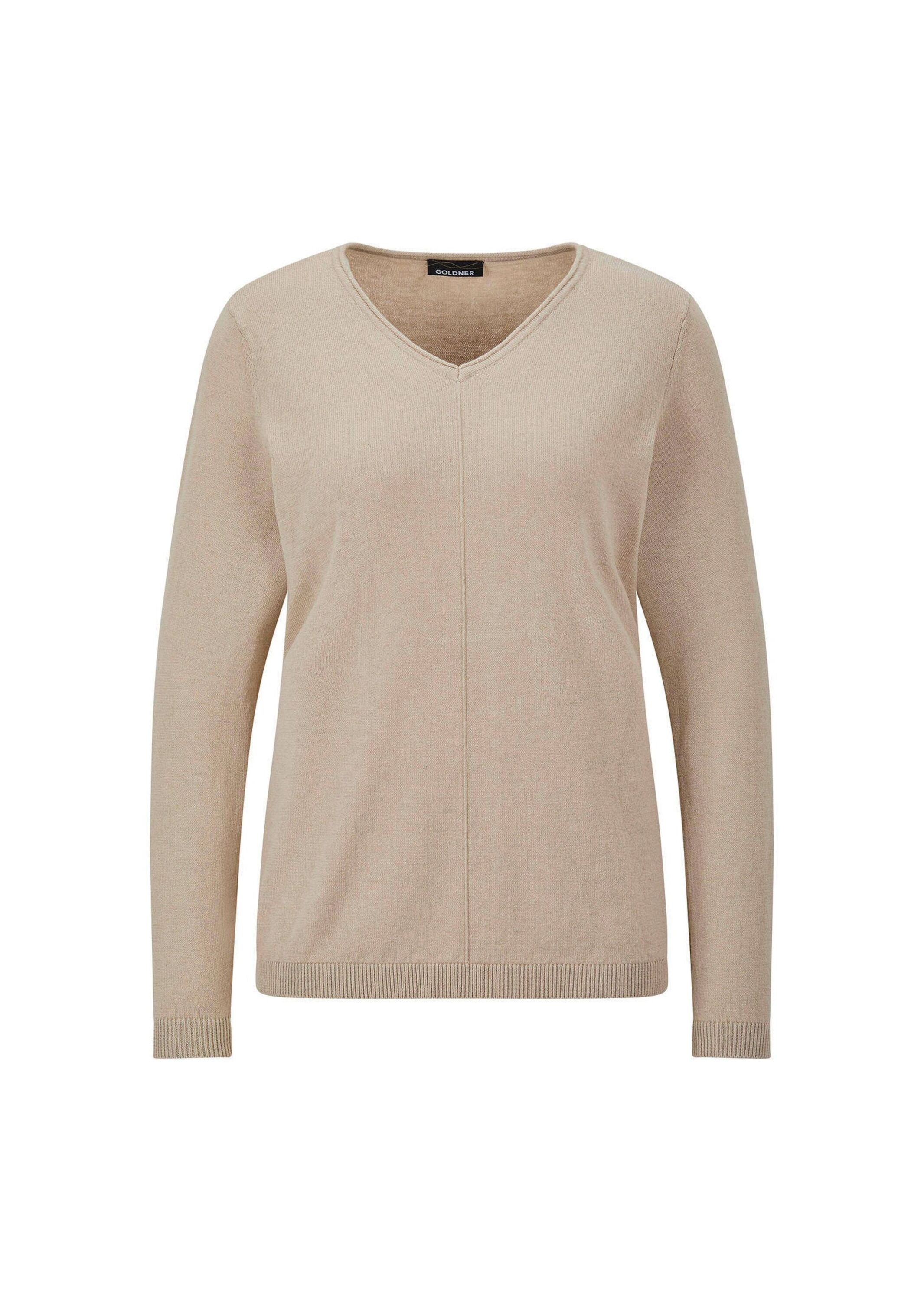 GOLDNER Rundhalspullover "Baumwollpullover mit V-Ausschnitt" mit Kaschmiera günstig online kaufen