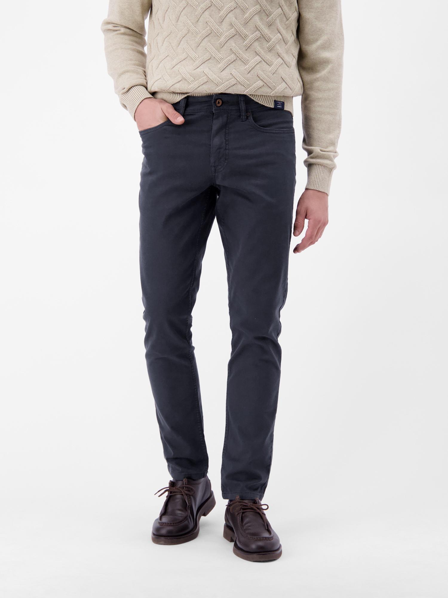 5-Pocket-Hose LERROS "Moderne 5-Pocket Hose", Herren, Gr. 29, Länge 36, blau night, 80% Baumwolle, 17% Lyocell, 3% Elasthan, Hosen 5-Pocket-Hose