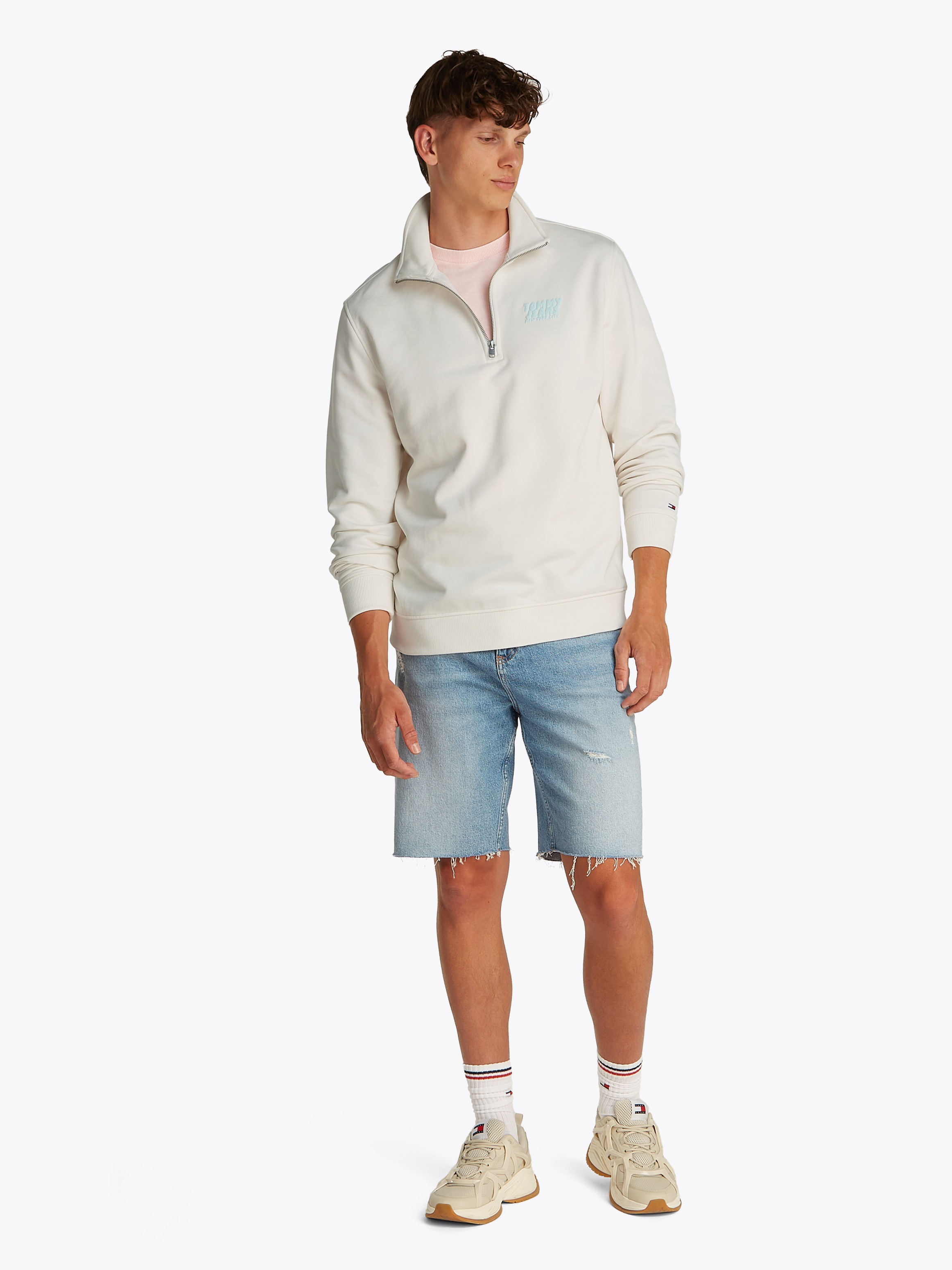 Thumbnail - Tommy Jeans Sweatshirt "TJM REG BUBBLE QRTR ZIP FRNT/BCK" mit großem Rückenprint