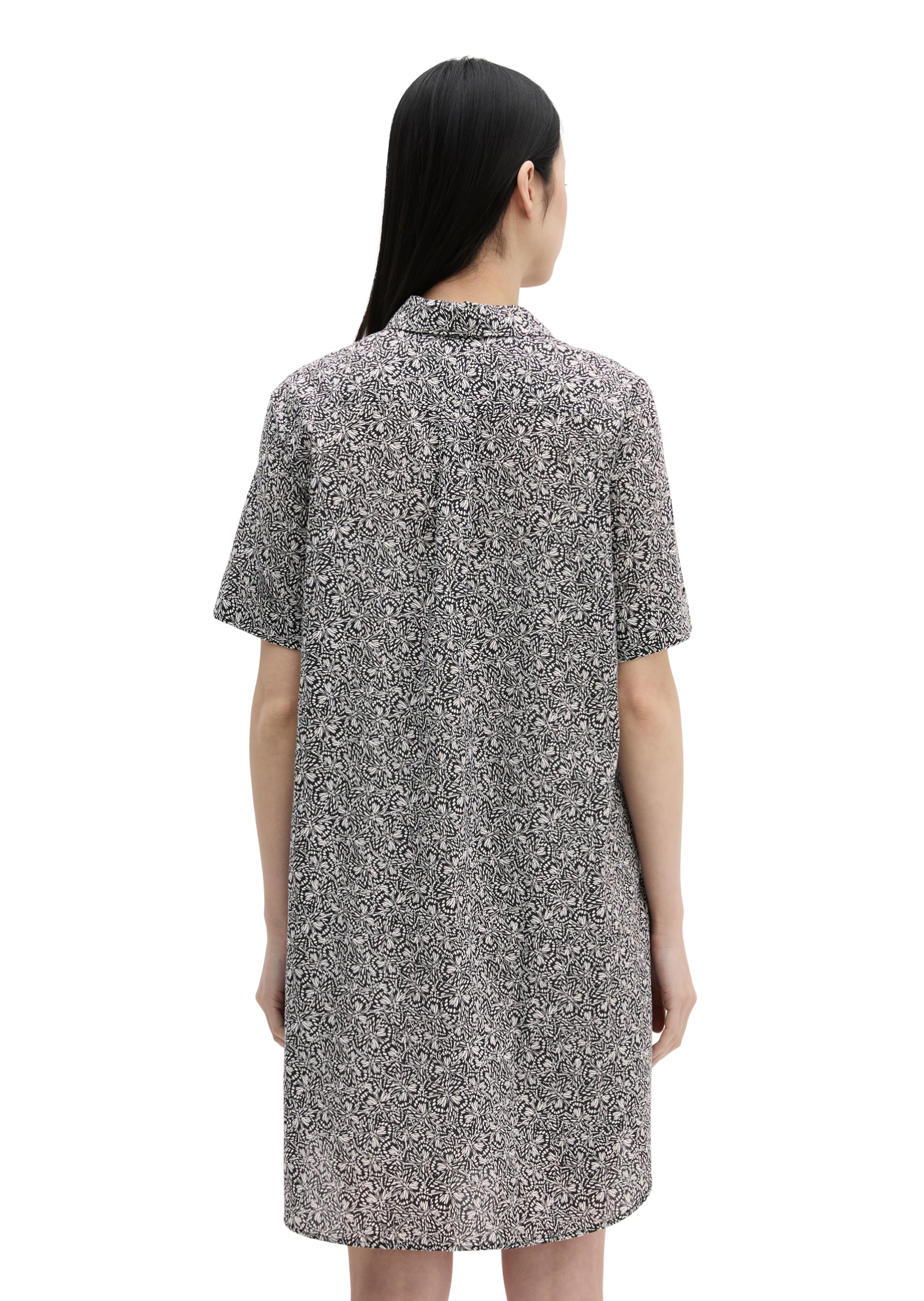 Marc O'Polo Hemdblusenkleid Seitennahttaschen loose aus bedrucktem Baumwoll-Voile