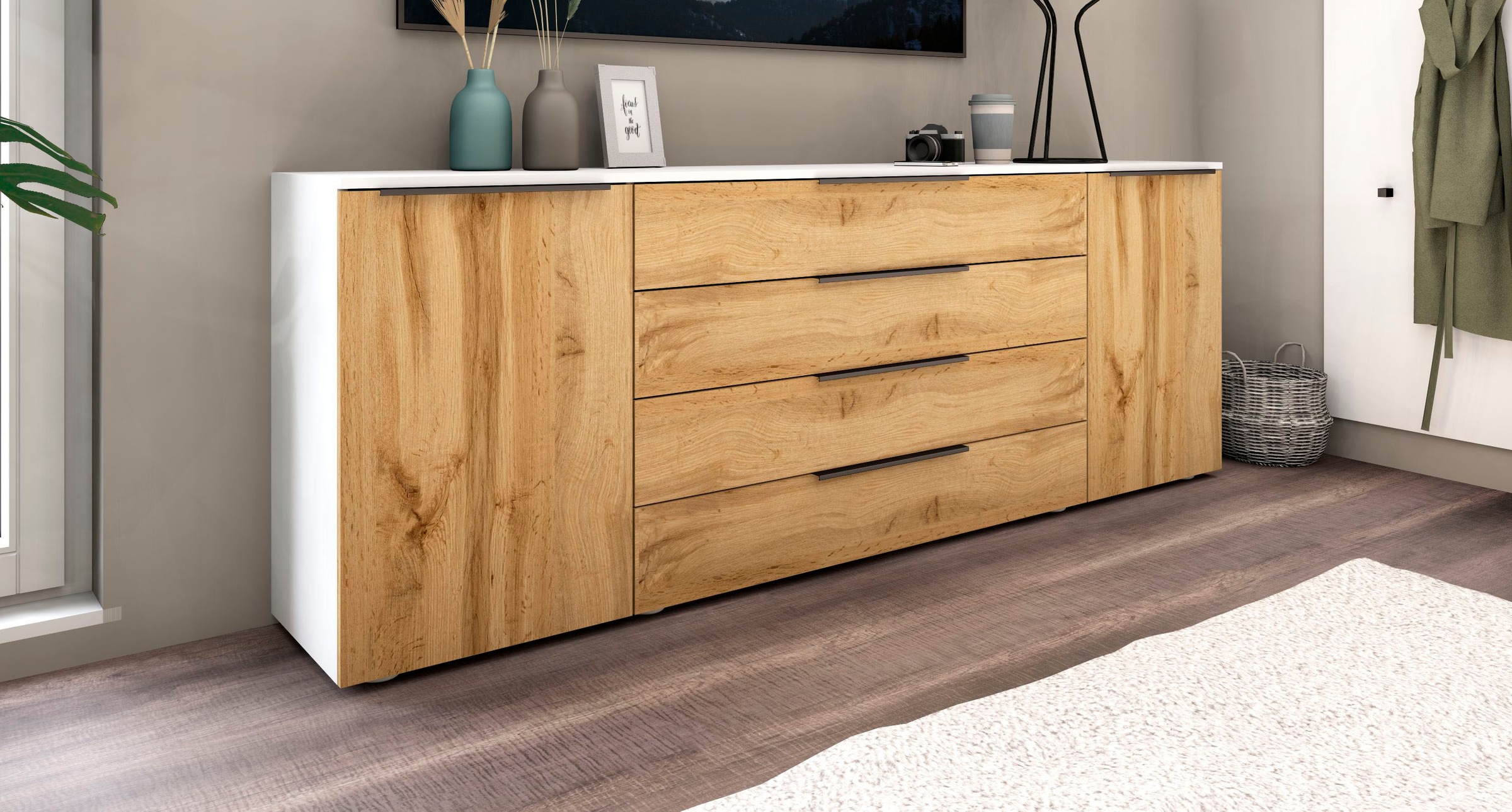 borchardt Möbel Sideboard "Tom, moderne Kommode mit Metallgriffen, 200cm br günstig online kaufen