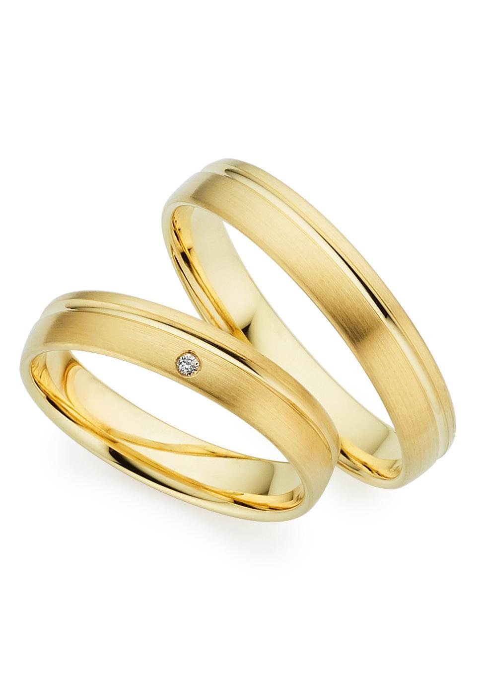 PHÖNIX Damen Trauring "Schmuck Geschenk Gold 333 Trauring Ehering LIEBE versch. Varianten", 49, 0,01 SI = kleine Einschlüsse mit Brillant, Gelbgold