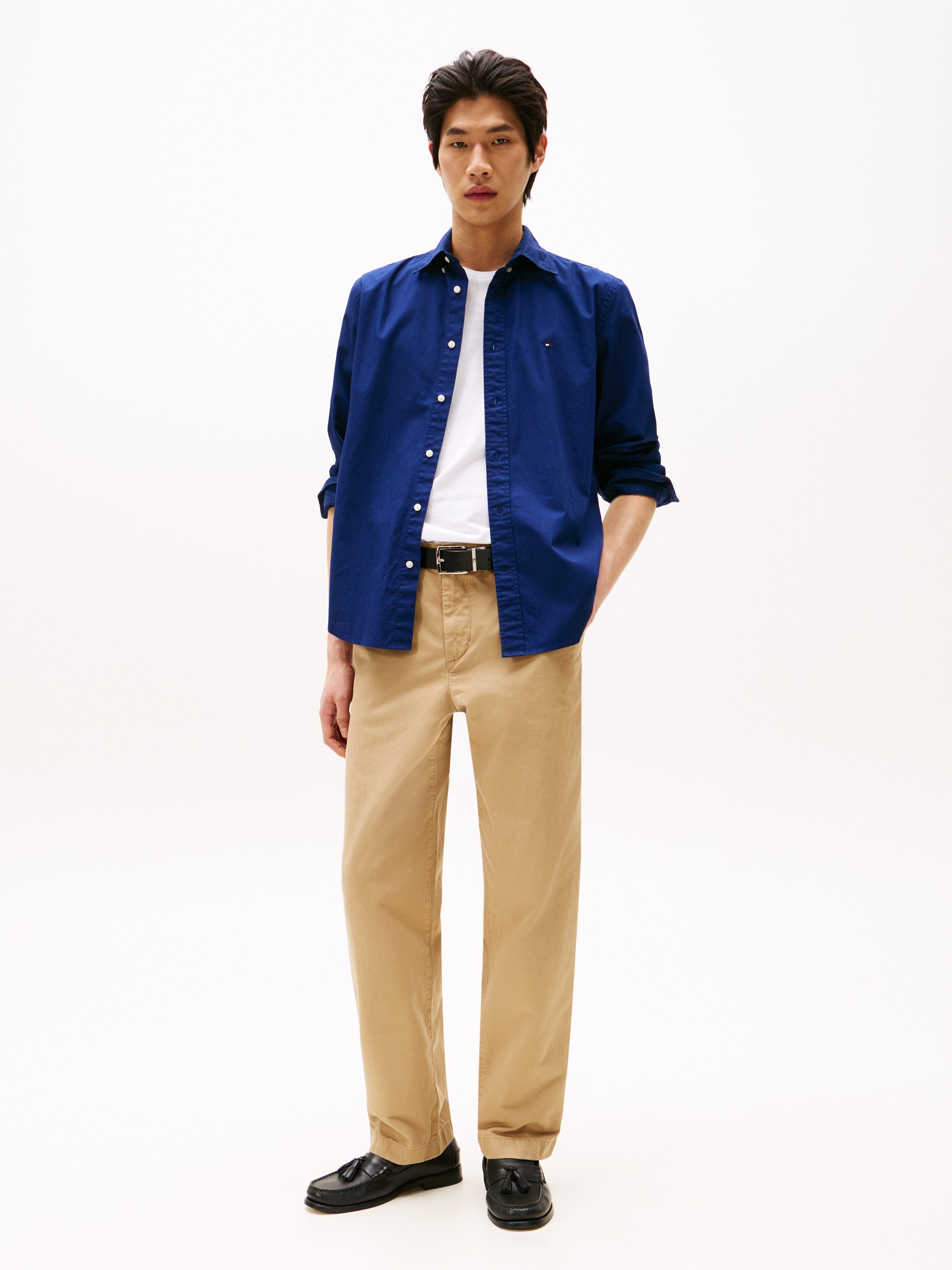 Tommy Hilfiger Businesshemd "FLEX POPLIN SOLID RF SHIRT 1", mit Logosticker günstig online kaufen