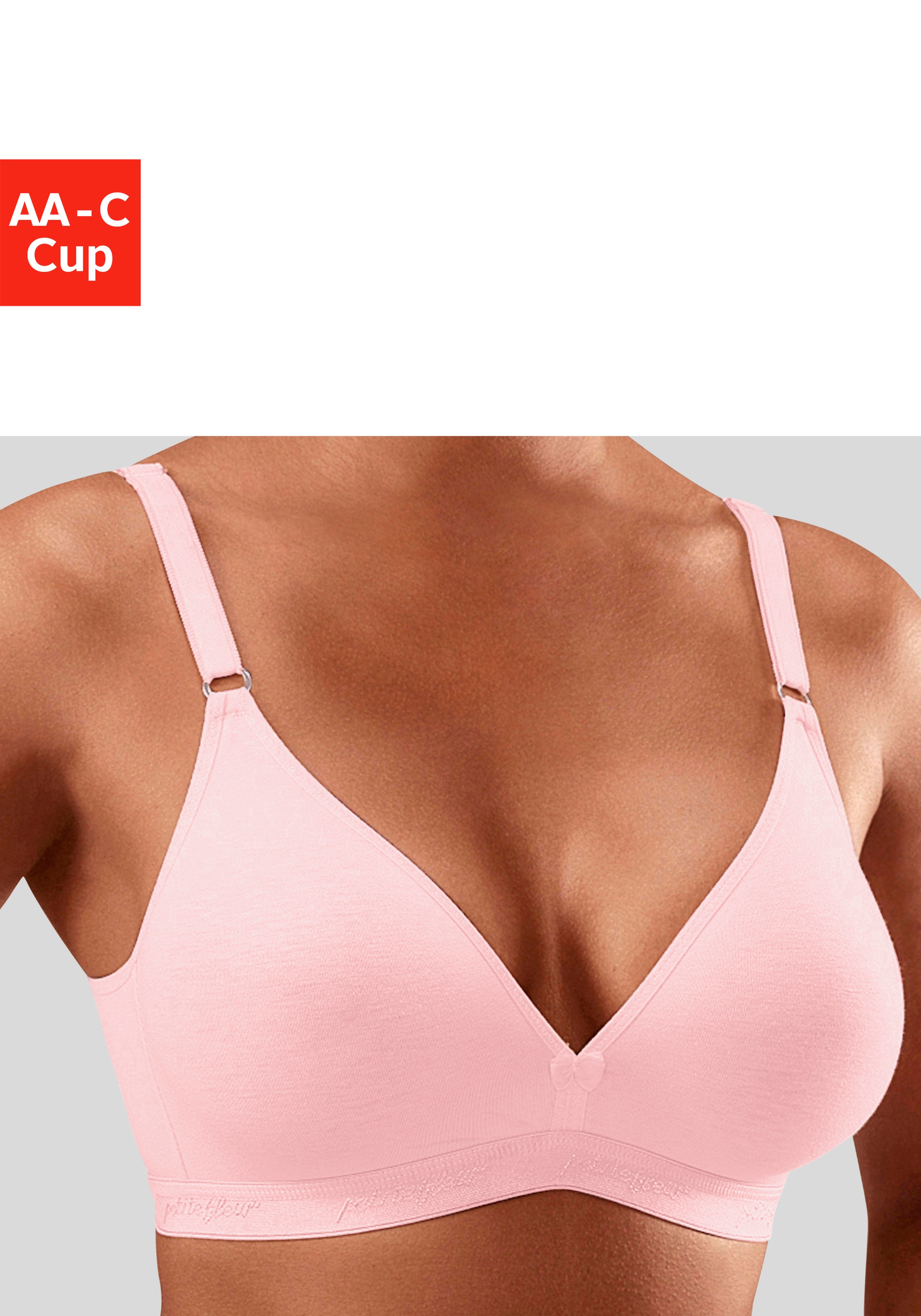 PETITE FLEUR Damen Bralette-BH, Gr. 90, rosa, Jersey, Obermaterial: 75% Baumwolle, 15% Elasthan, 10% Polyester, BHs, ohne Bügel im Triangel-Schnitt
