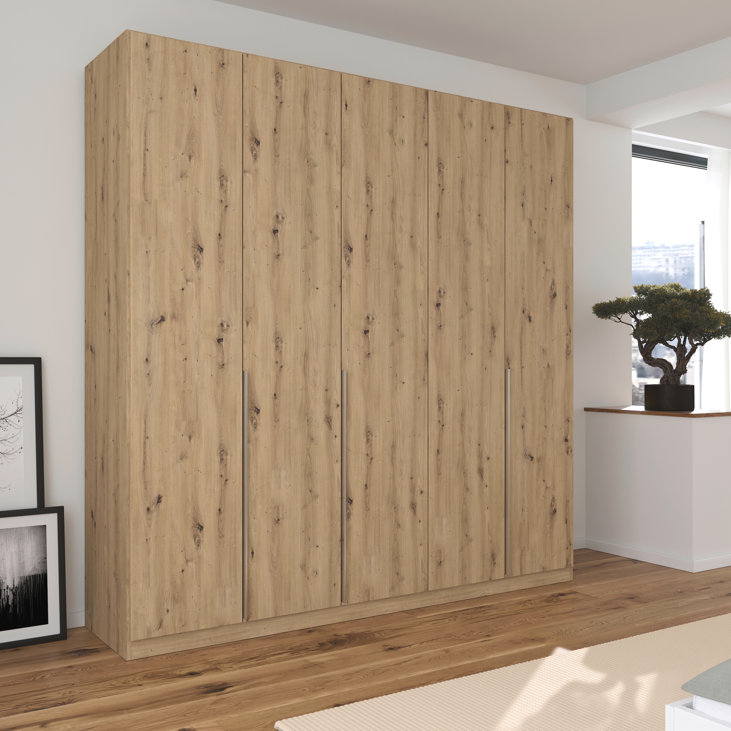 rauch Drehtürenschrank »Kleiderschrank Schrank Garderobe AGORDO TOPSELLER Schlafzimmer«, (in zwei Griff-Farben, Breiten 91-360 cm, Dekor- oder Hochglanzfront), durchdachte Innenausstattung, in 7 Breiten und 2 Höhen MADE IN GERMANY