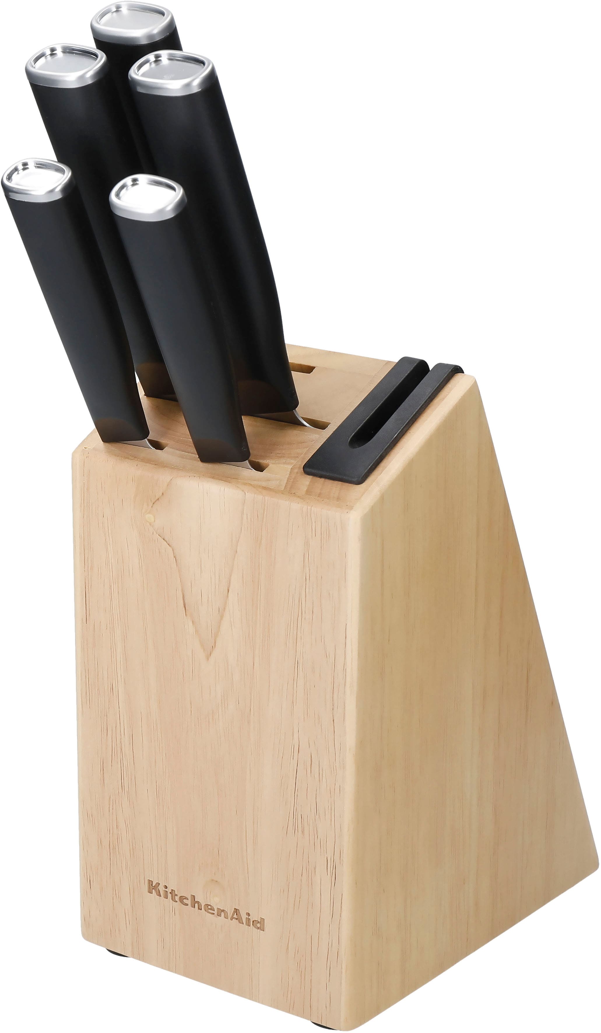 KitchenAid Messerblock "Classic" 5 Stk. Messer japanischer Stahl, Schärfer, Birkenholzblock