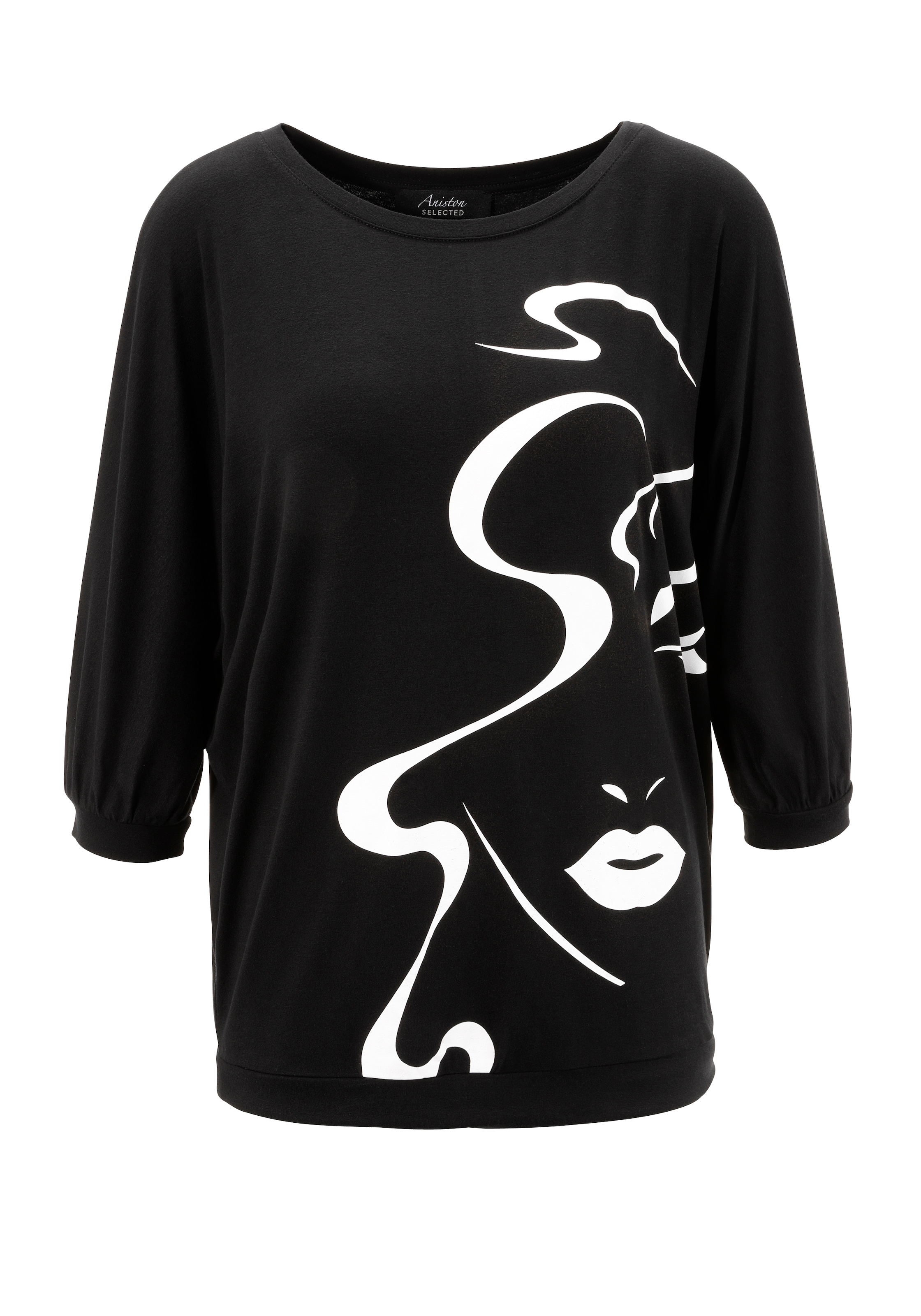 Aniston SELECTED Fledermausshirt, mit abstraktem Gesichtsdruck